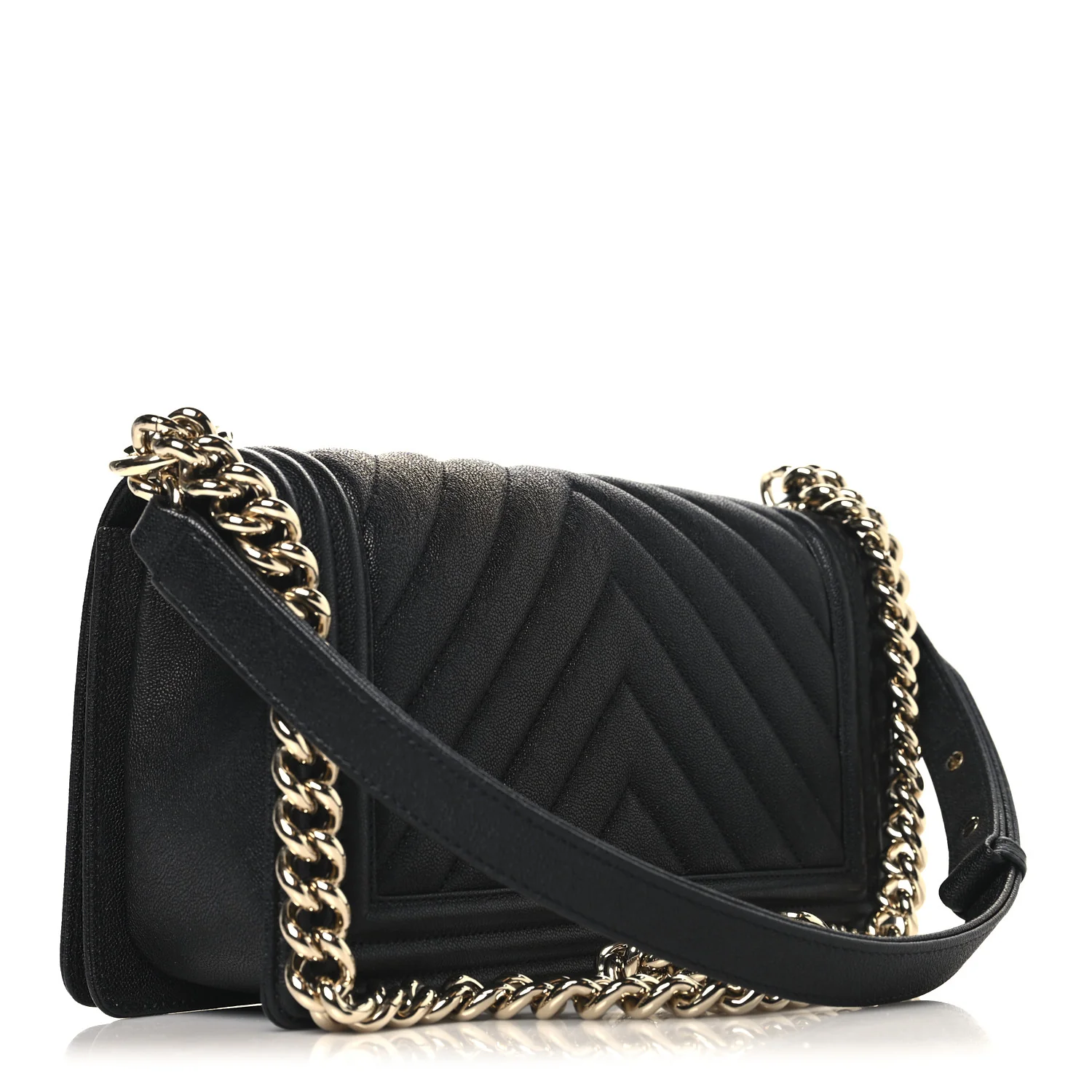 Caviar Chevron Quilted Medium Boy Flap Black - Image 3