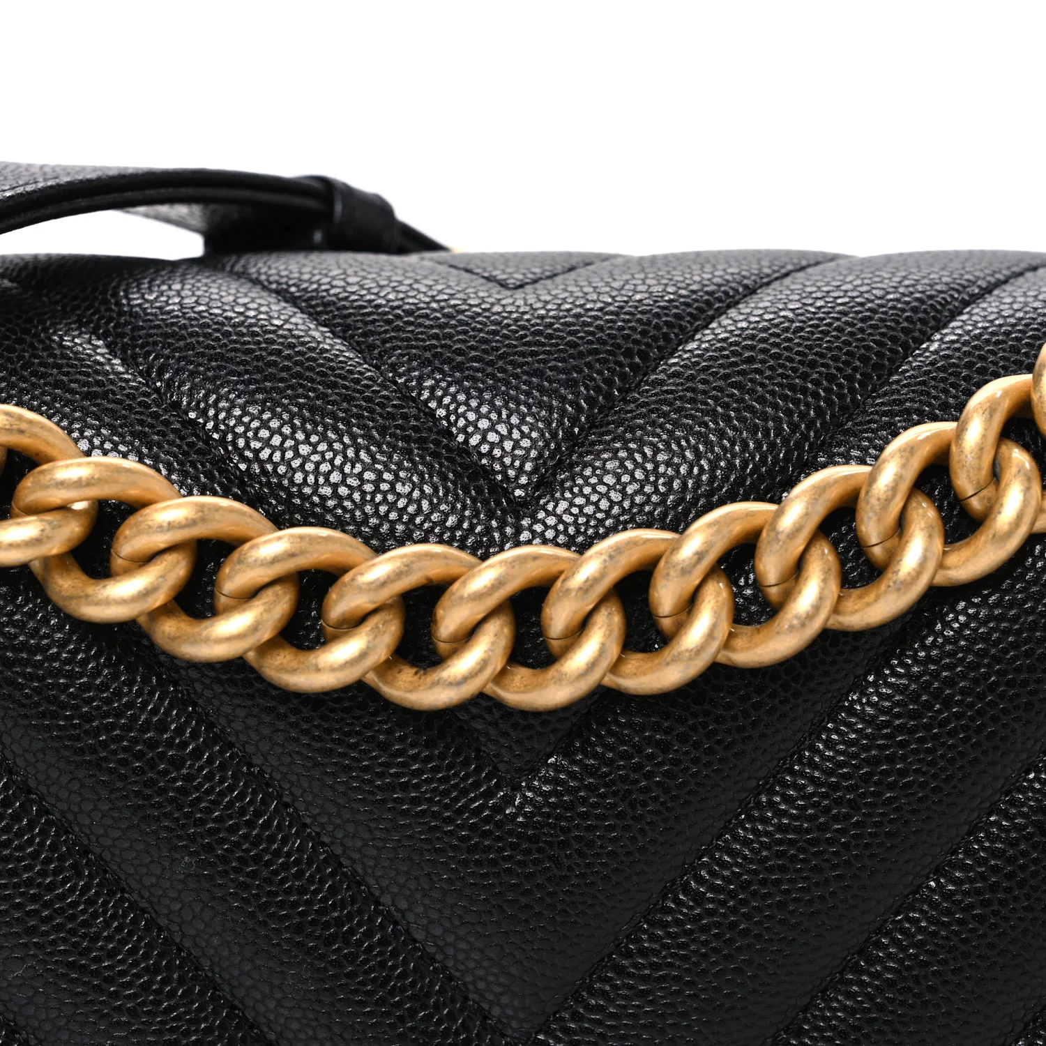 Caviar Chevron Quilted Medium Boy Flap Black - Image 8