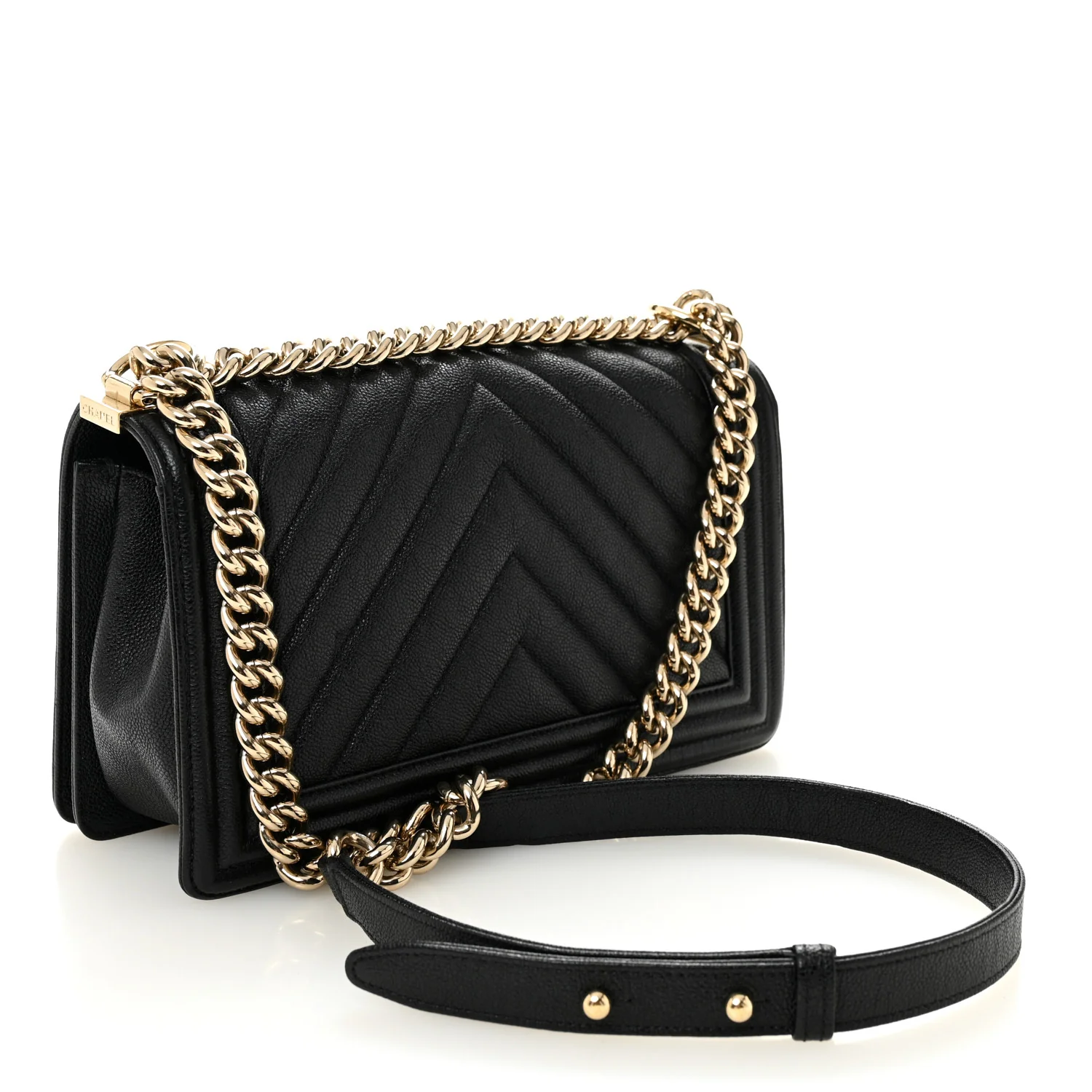 Caviar Chevron Quilted Medium Boy Flap Black - Image 3