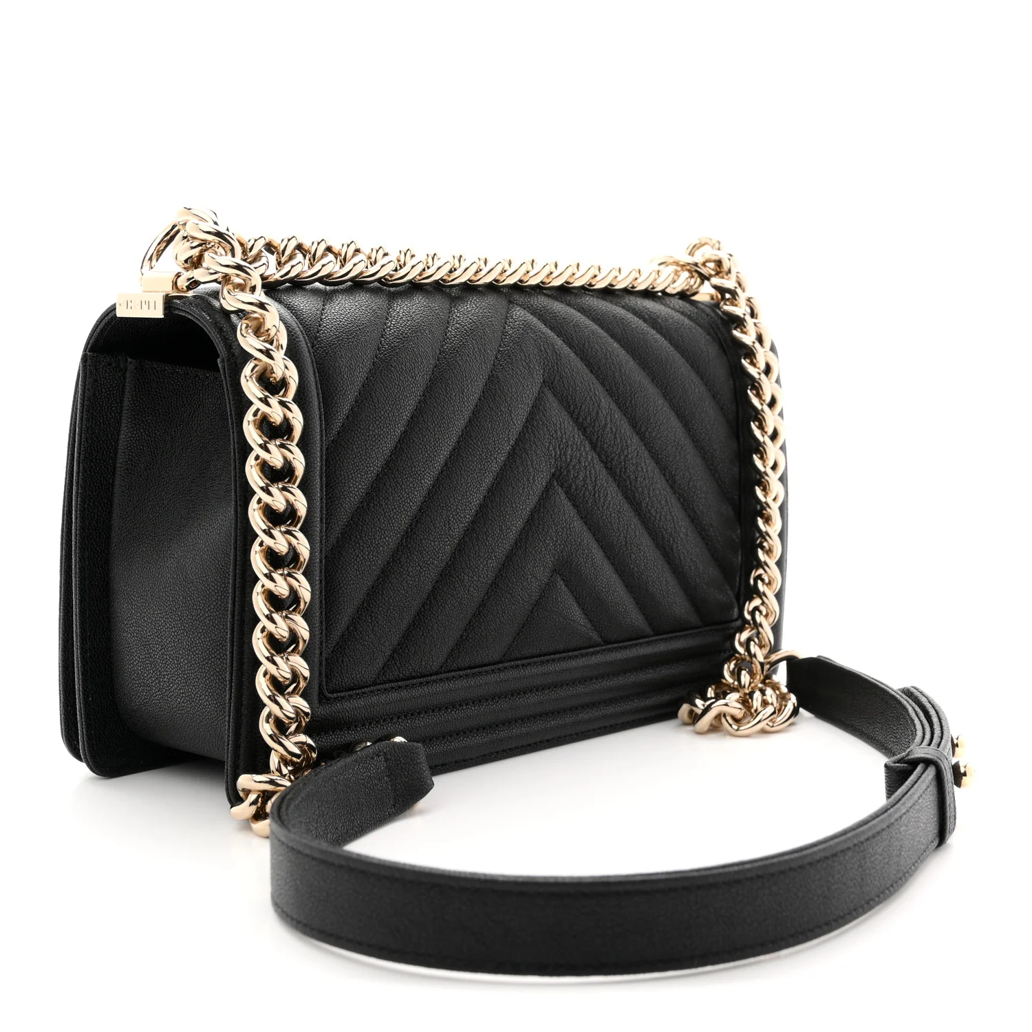Caviar Chevron Quilted Medium Boy Flap Black - Image 3