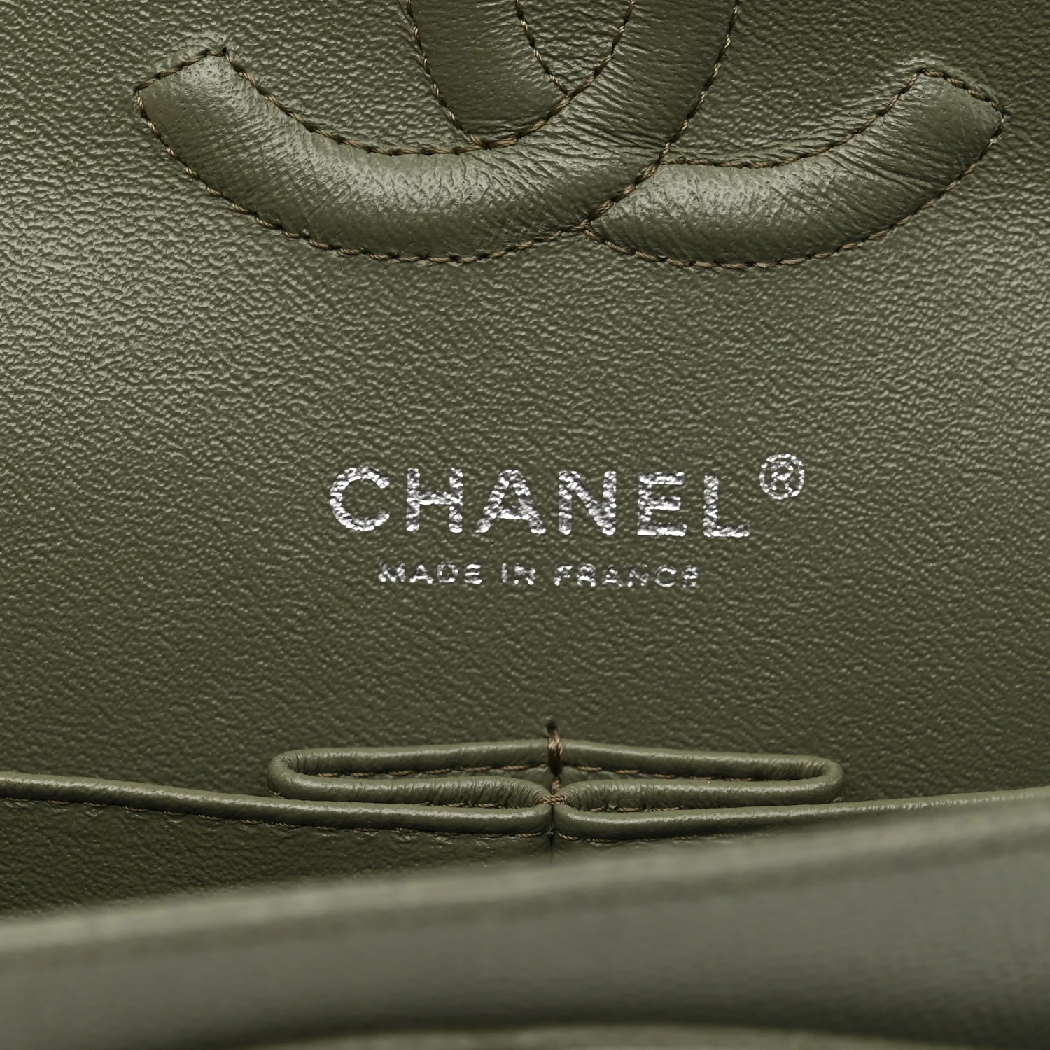 Caviar Chevron Quilted Medium Double Flap  Green - Image 6