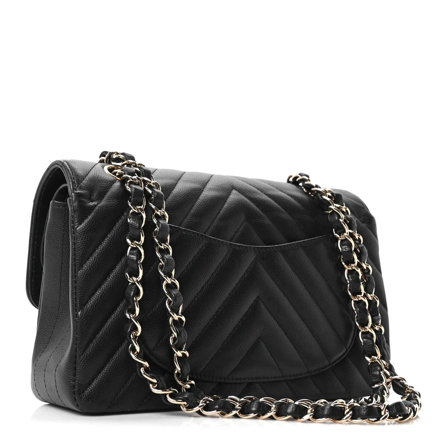 Caviar Chevron Quilted Small Double Flap Black - Image 3