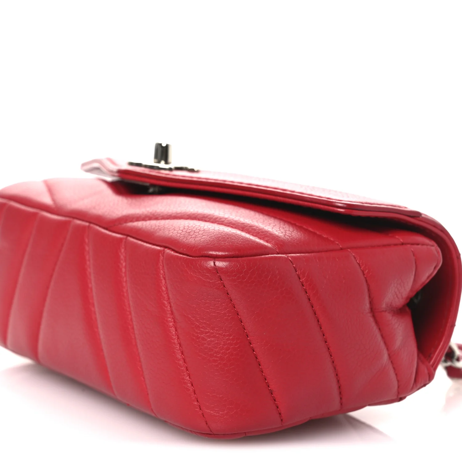 Caviar Chevron Quilted Small Single Flap Red - Image 10