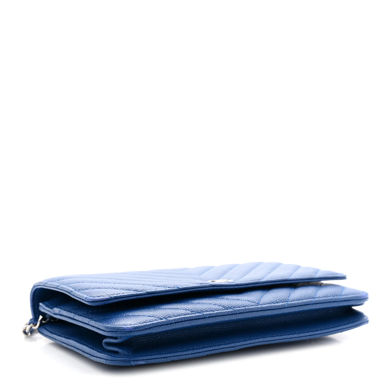 Caviar Chevron Quilted Wallet On Chain WOC Blue - Image 4