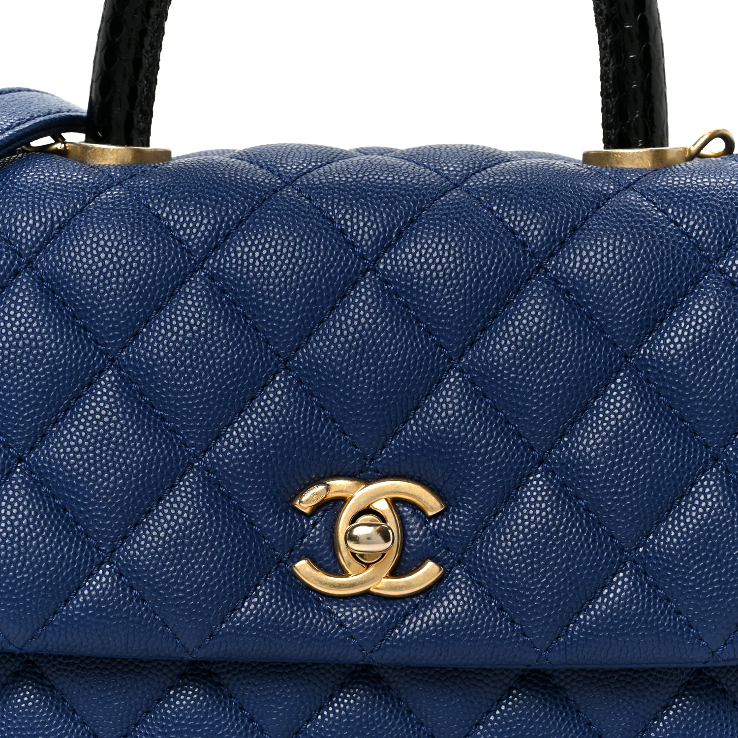 Caviar Elaphe Quilted Mini Coco Handle Flap Blue - Image 9