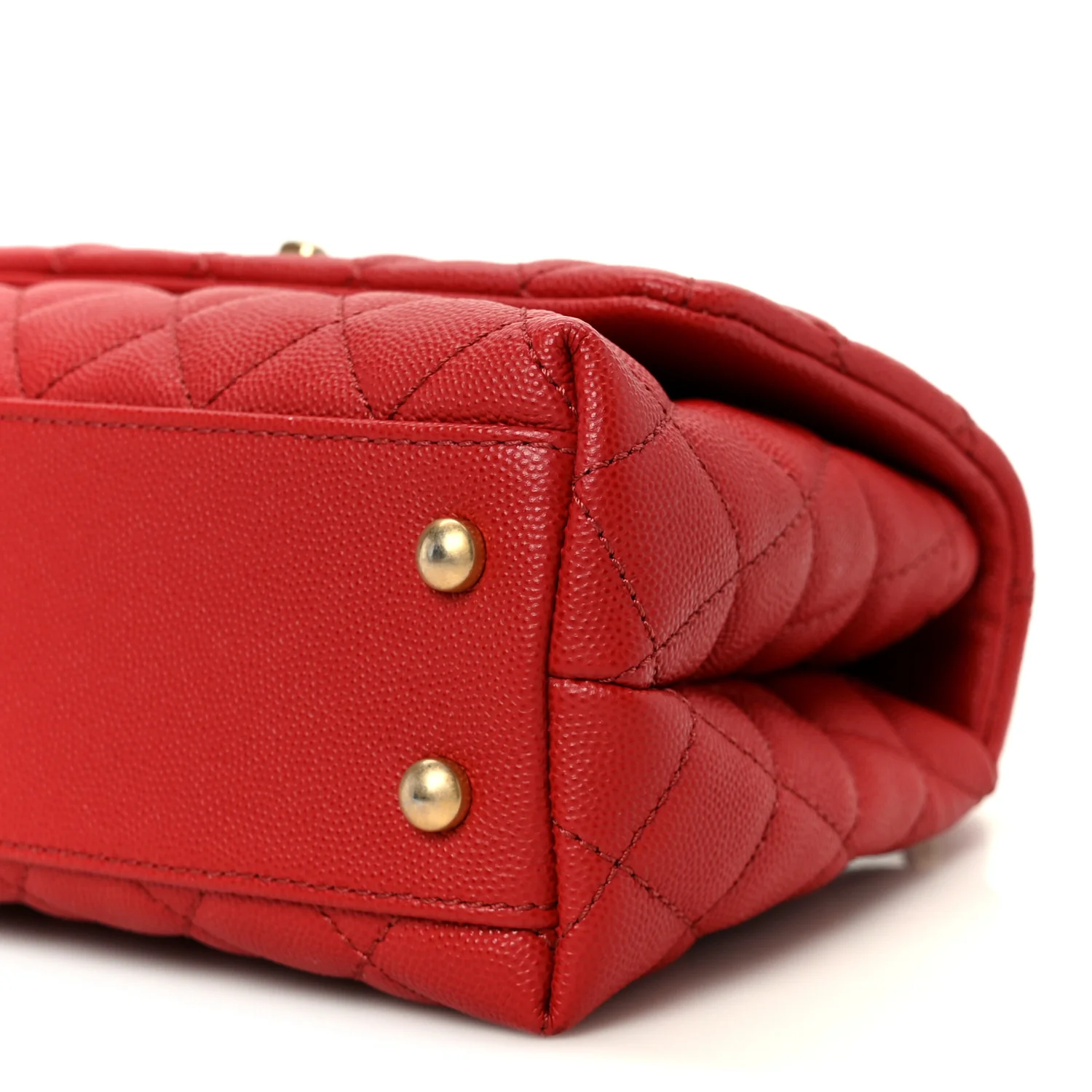 Caviar Lizard Embossed Quilted Mini Coco Handle Flap Red - Image 11