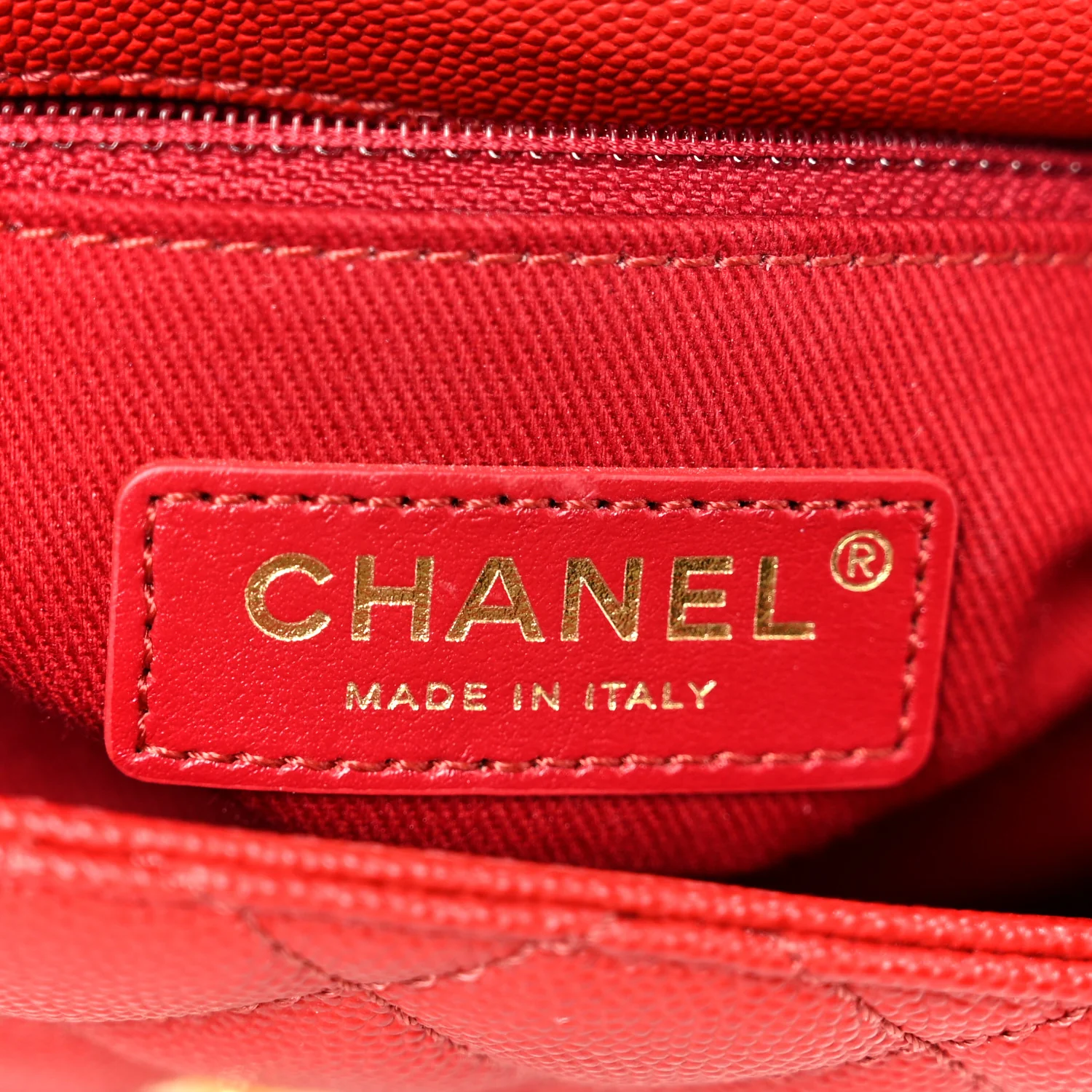Caviar Lizard Embossed Quilted Mini Coco Handle Flap Red - Image 6