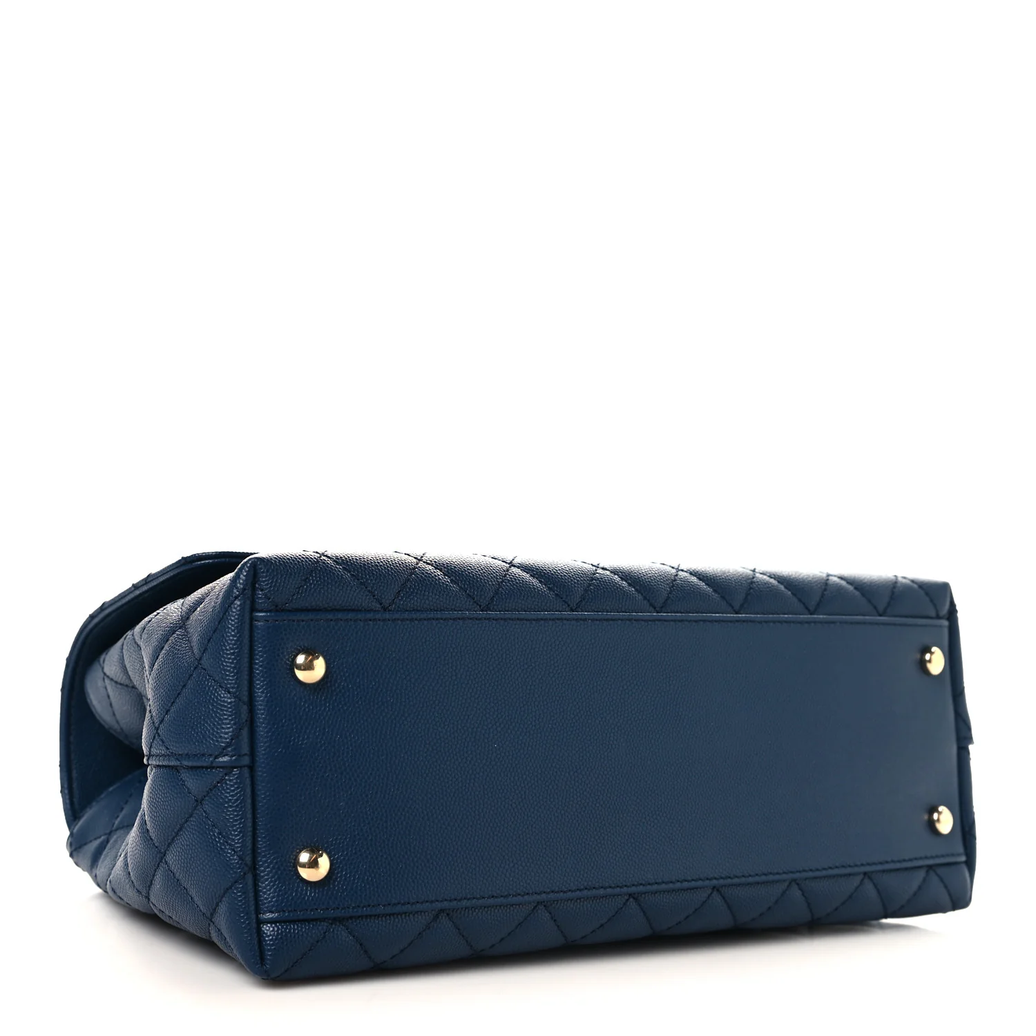 Caviar Lizard Embossed Quilted Small Coco Handle Flap Dark Blue - Image 4