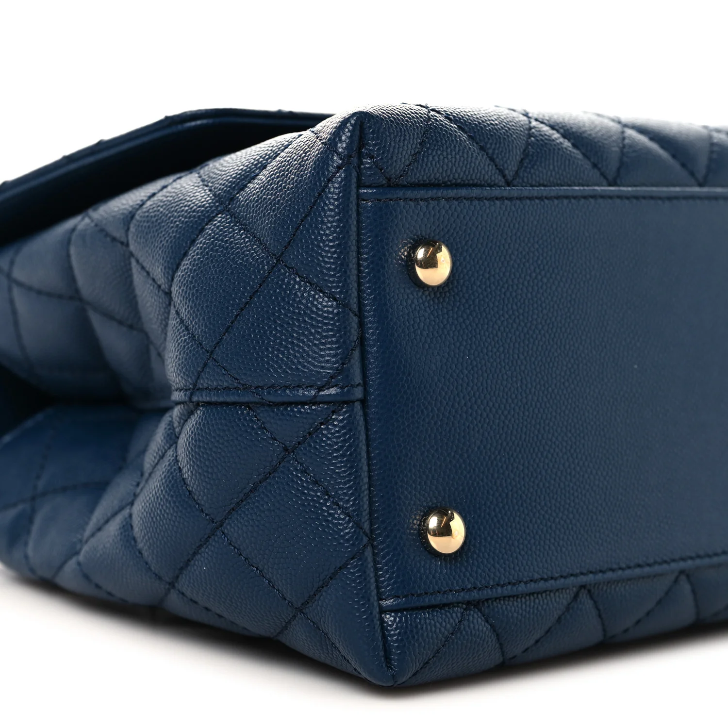 Caviar Lizard Embossed Quilted Small Coco Handle Flap Dark Blue - Image 9