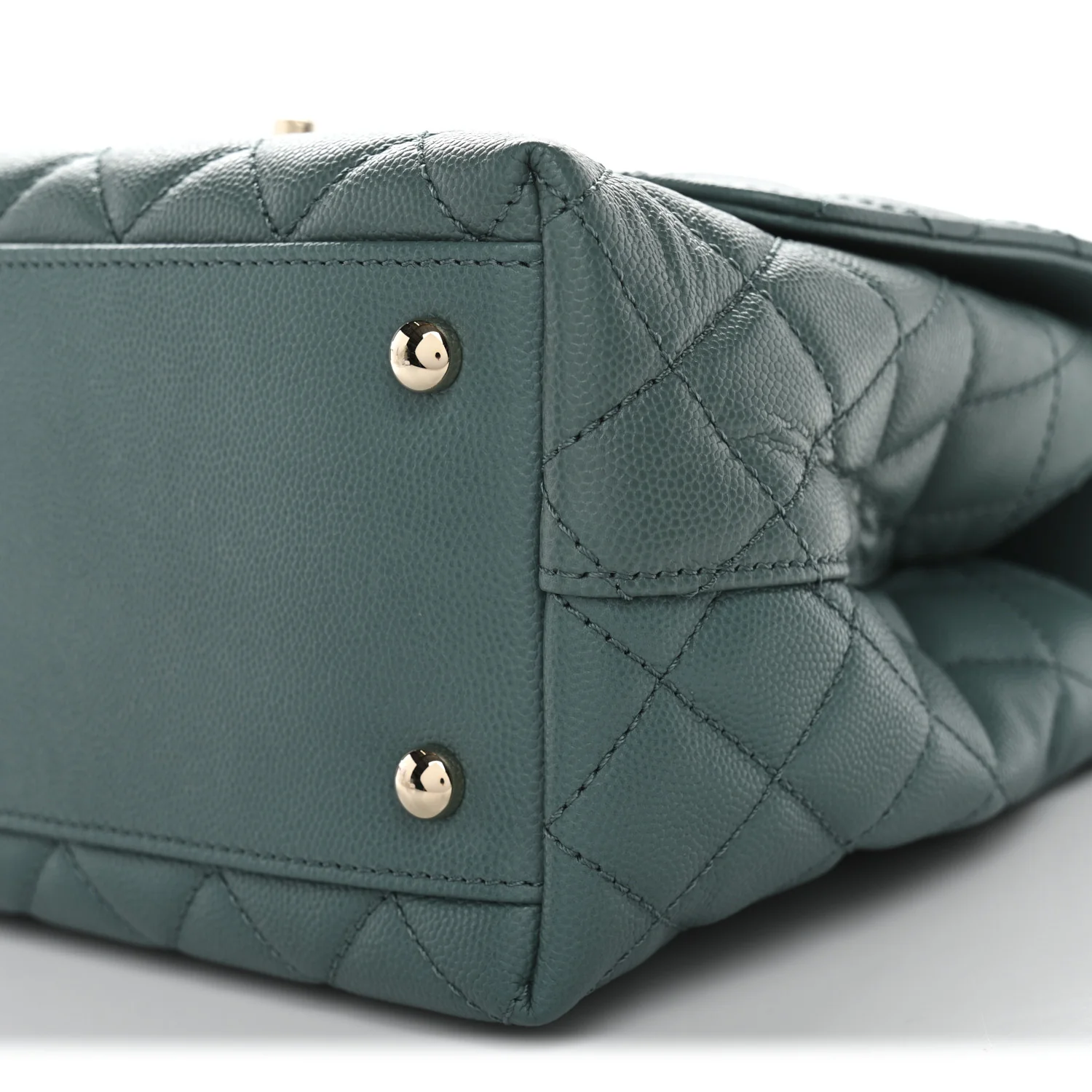Caviar Lizard Quilted Small Coco Handle Flap Green - Image 10