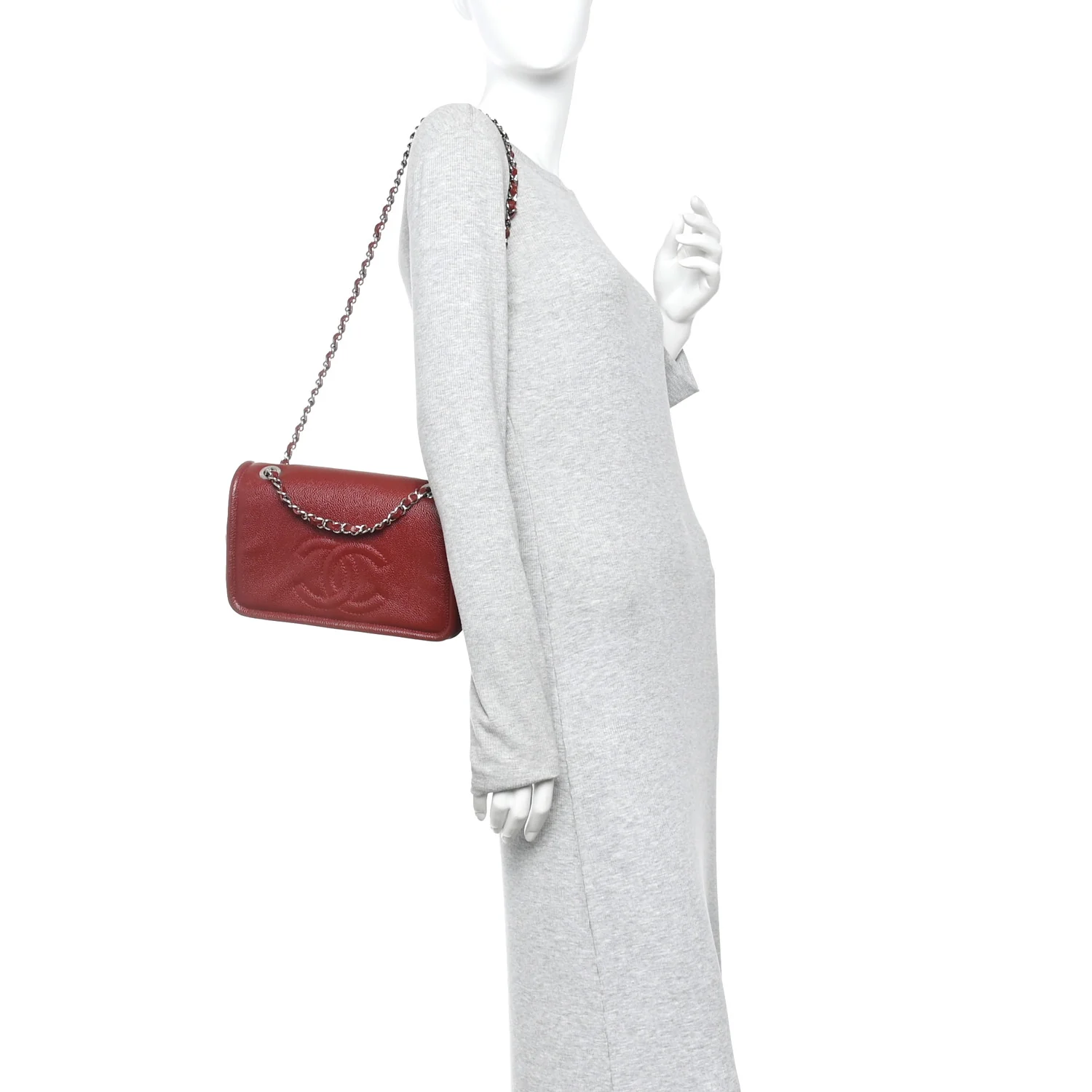 Caviar Medium Timeless CC Flap Dark Red - Image 2