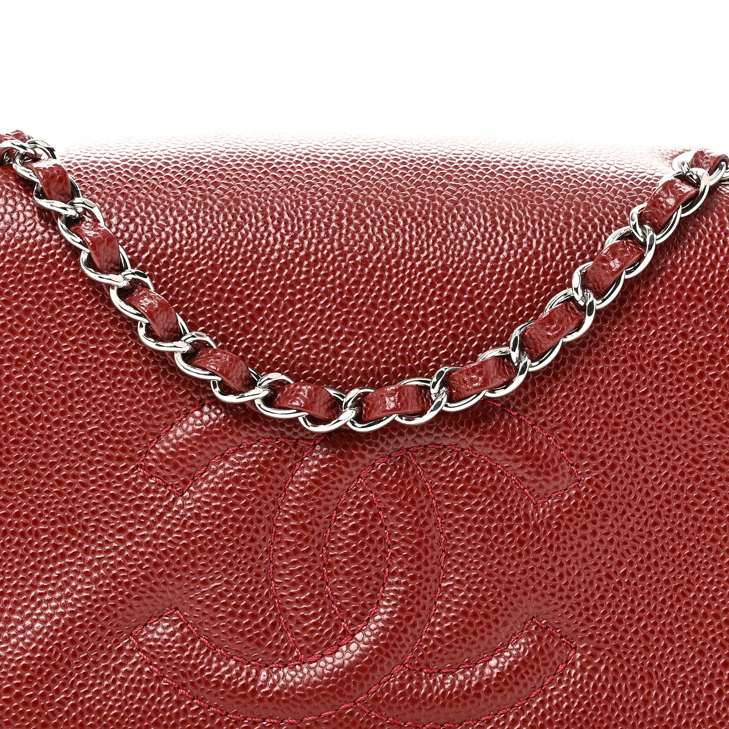 Caviar Medium Timeless CC Flap Dark Red - Image 8