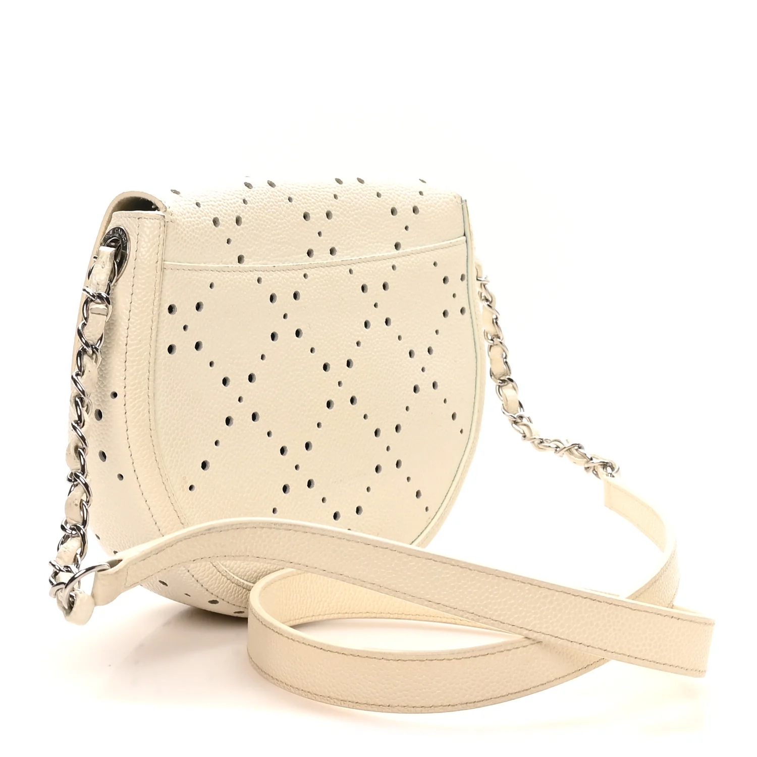 Caviar Perforated Messenger Bag White - Image 3