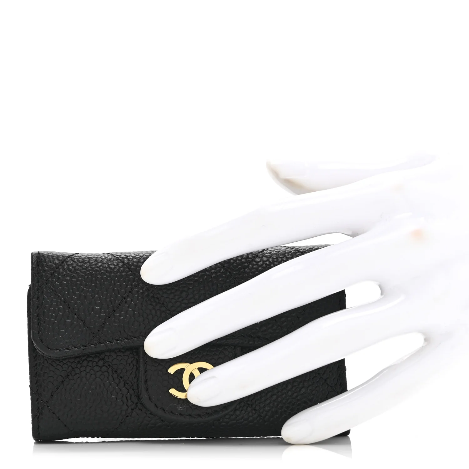 Caviar Quilted 6 Key Holder Black - Image 2