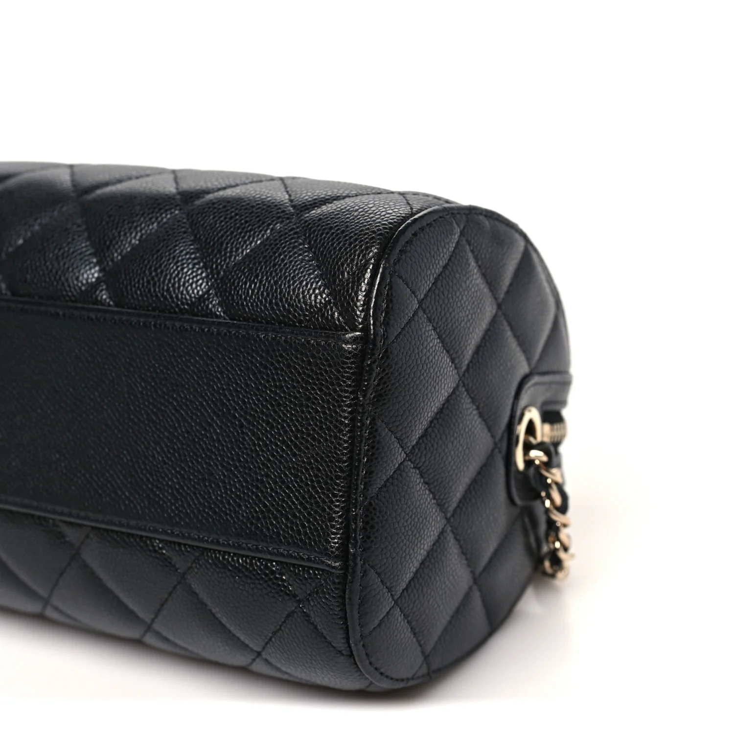 Caviar Quilted Barrel Clutch With Chain Black - Image 10