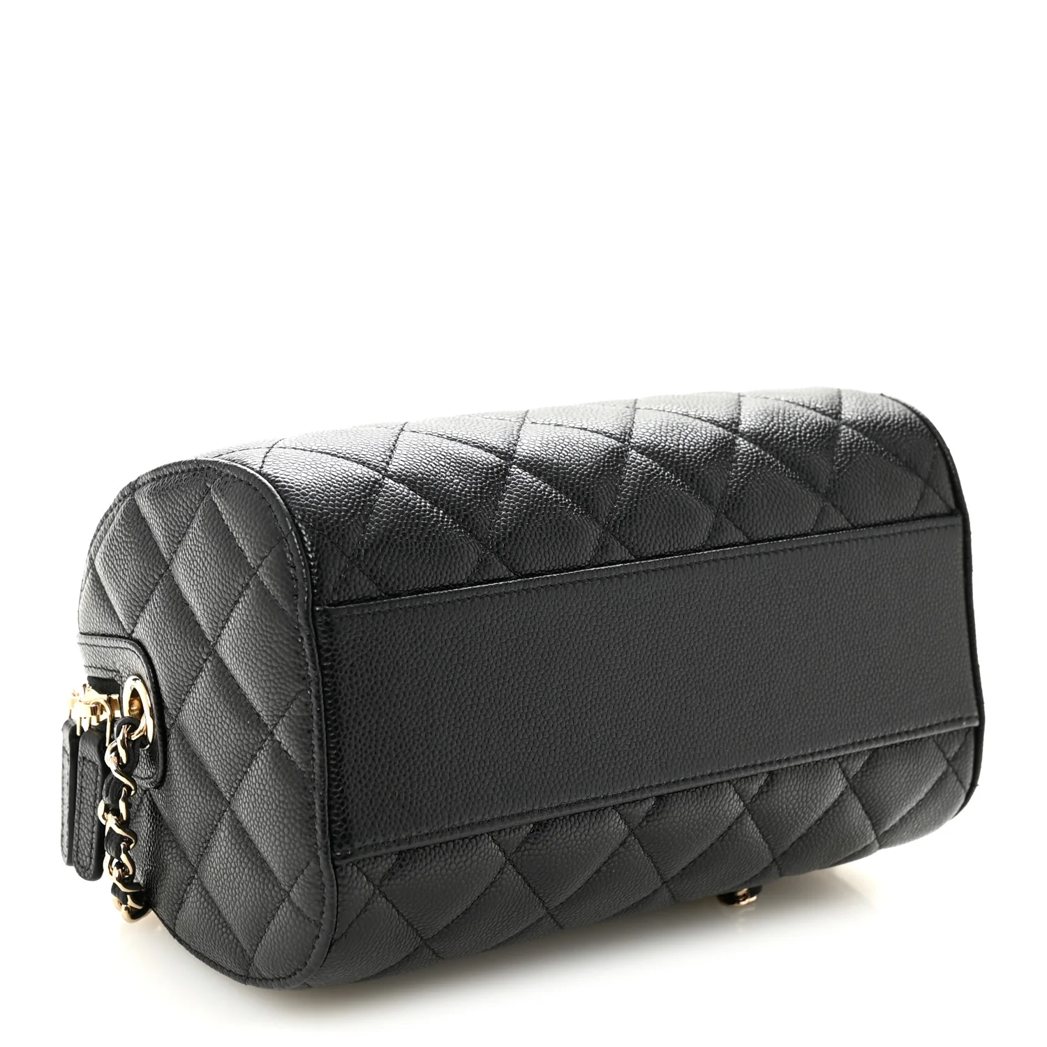 Caviar Quilted Barrel Clutch With Chain Black - Image 4