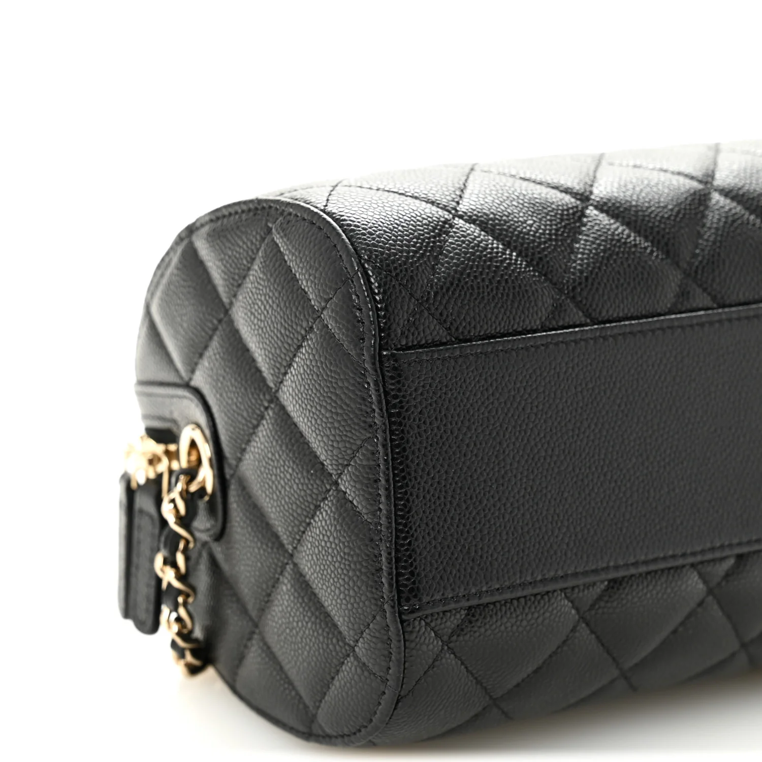 Caviar Quilted Barrel Clutch With Chain Black - Image 9