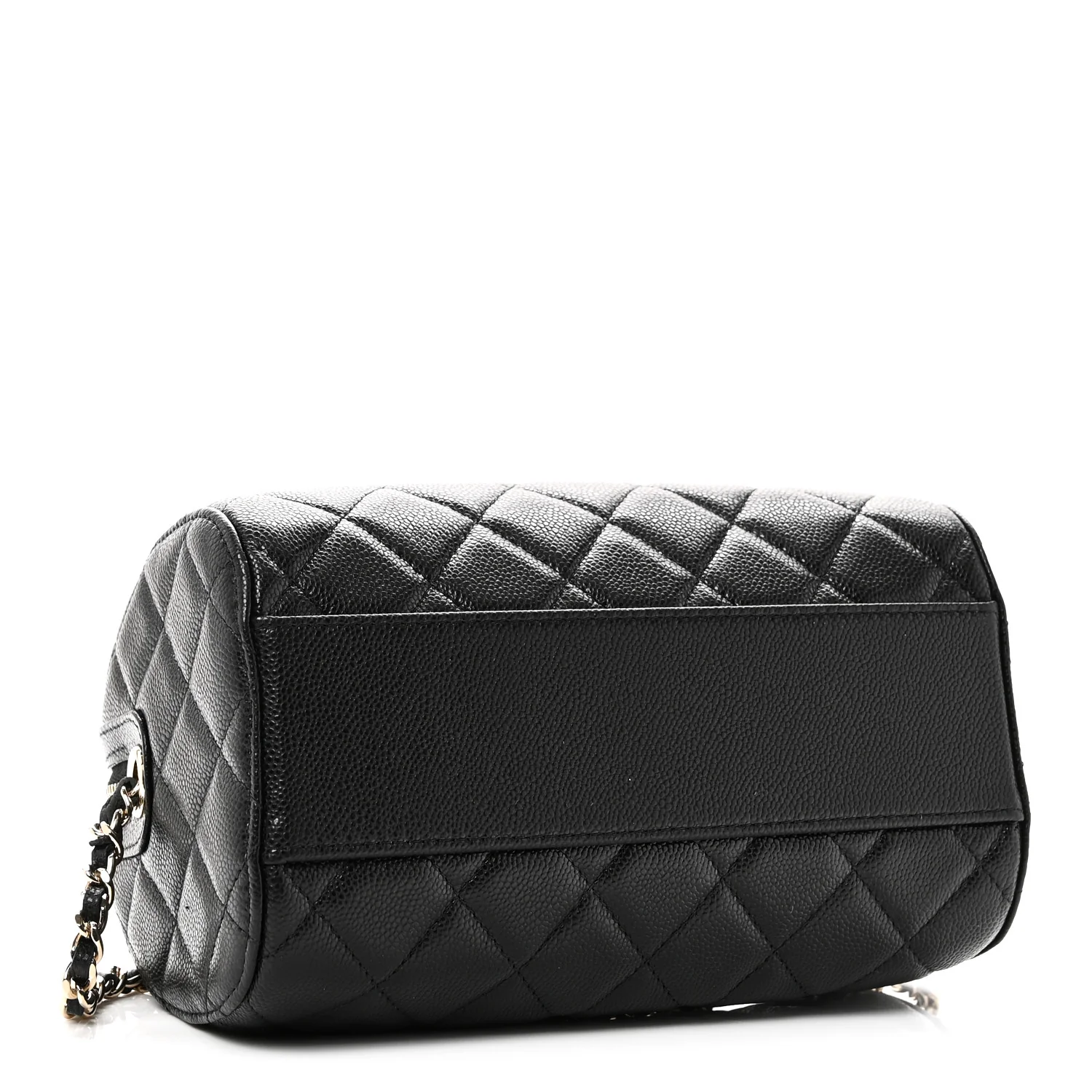 Caviar Quilted Barrel Clutch With Chain  Black - Image 4