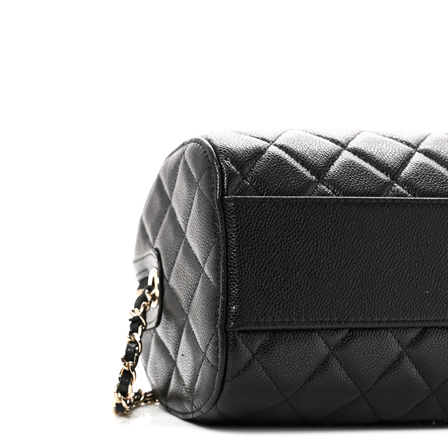 Caviar Quilted Barrel Clutch With Chain  Black - Image 9