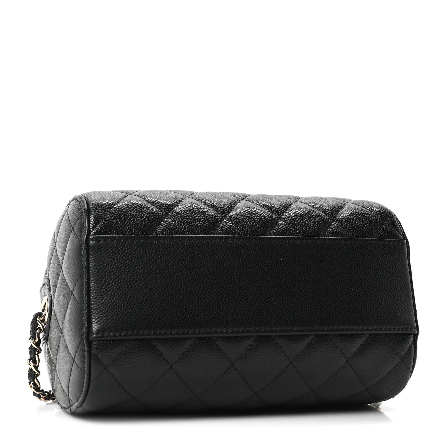 Caviar Quilted Barrel Clutch With Chain Black - Image 4