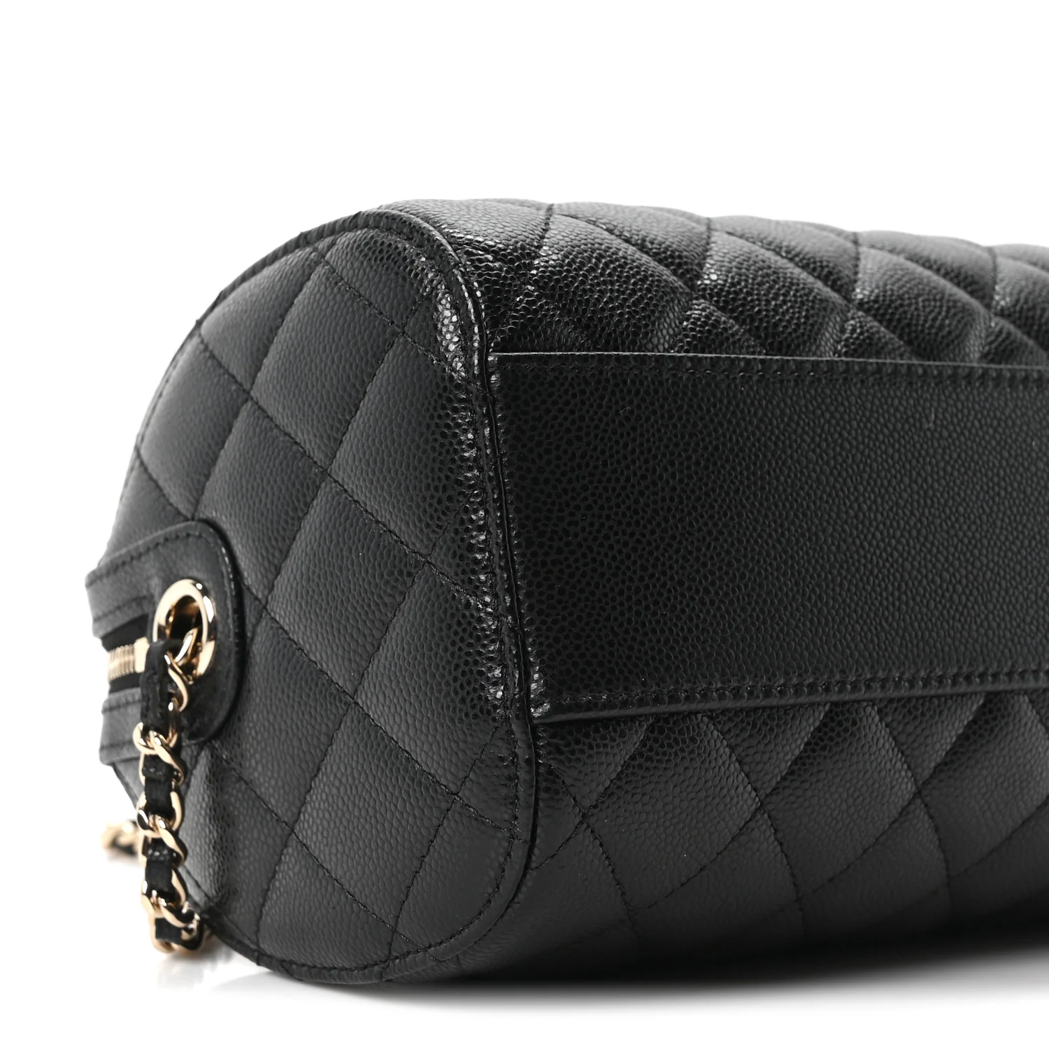 Caviar Quilted Barrel Clutch With Chain Black - Image 9