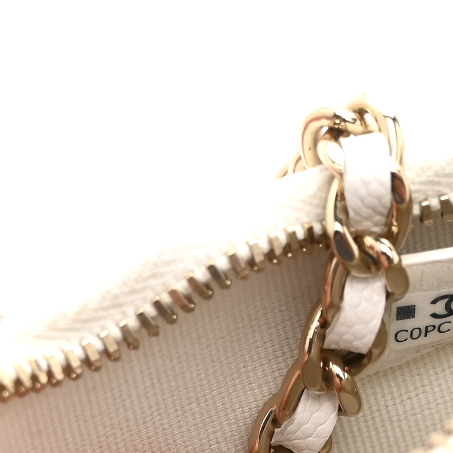 Caviar Quilted Barrel Clutch With Chain White - Image 7