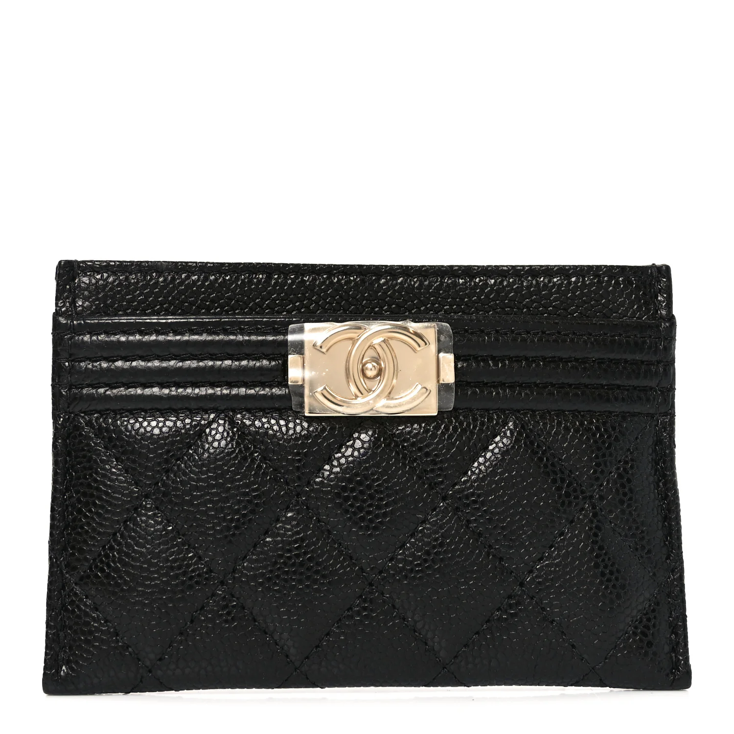 Caviar Quilted Boy Card Holder Black