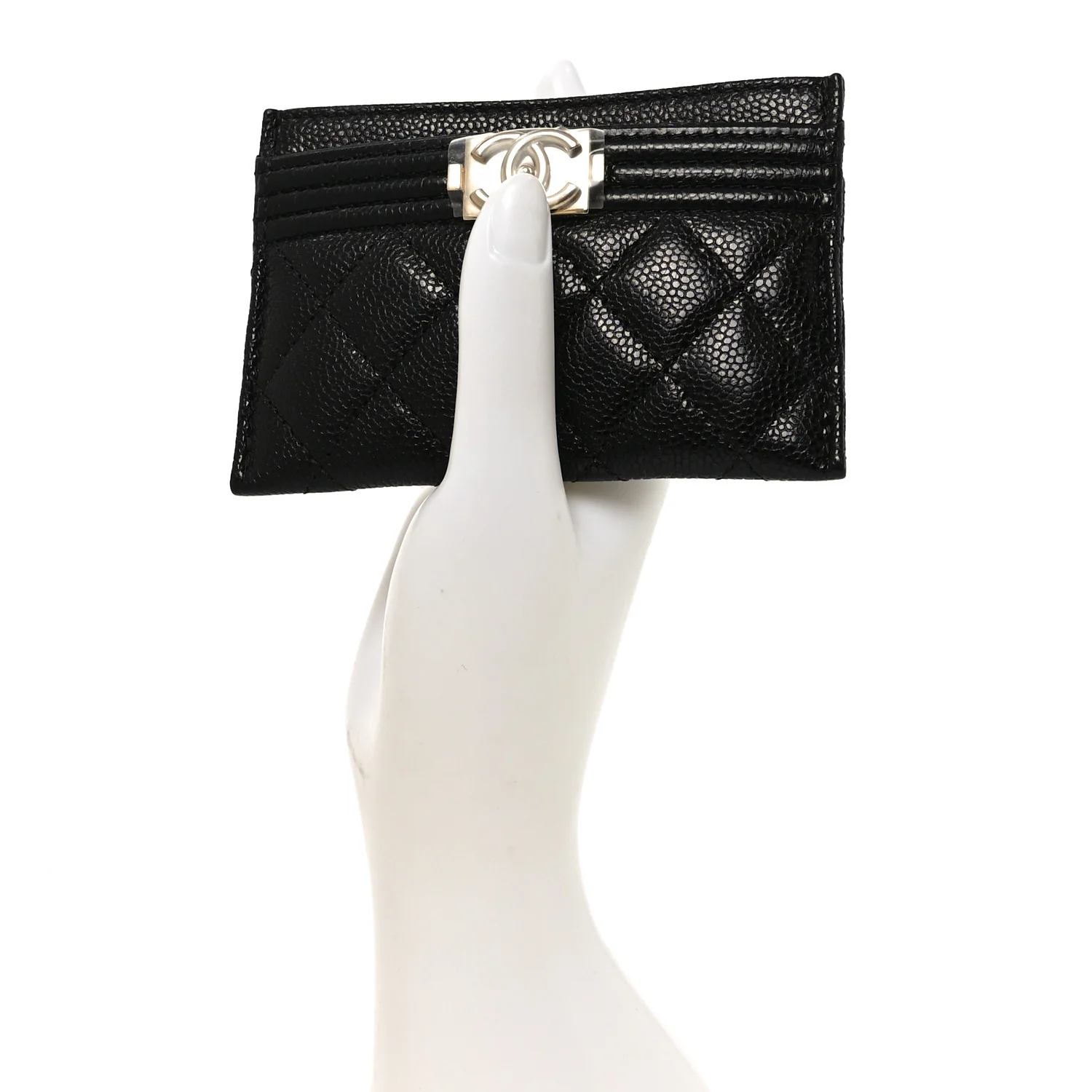 Caviar Quilted Boy Card Holder Black - Image 2
