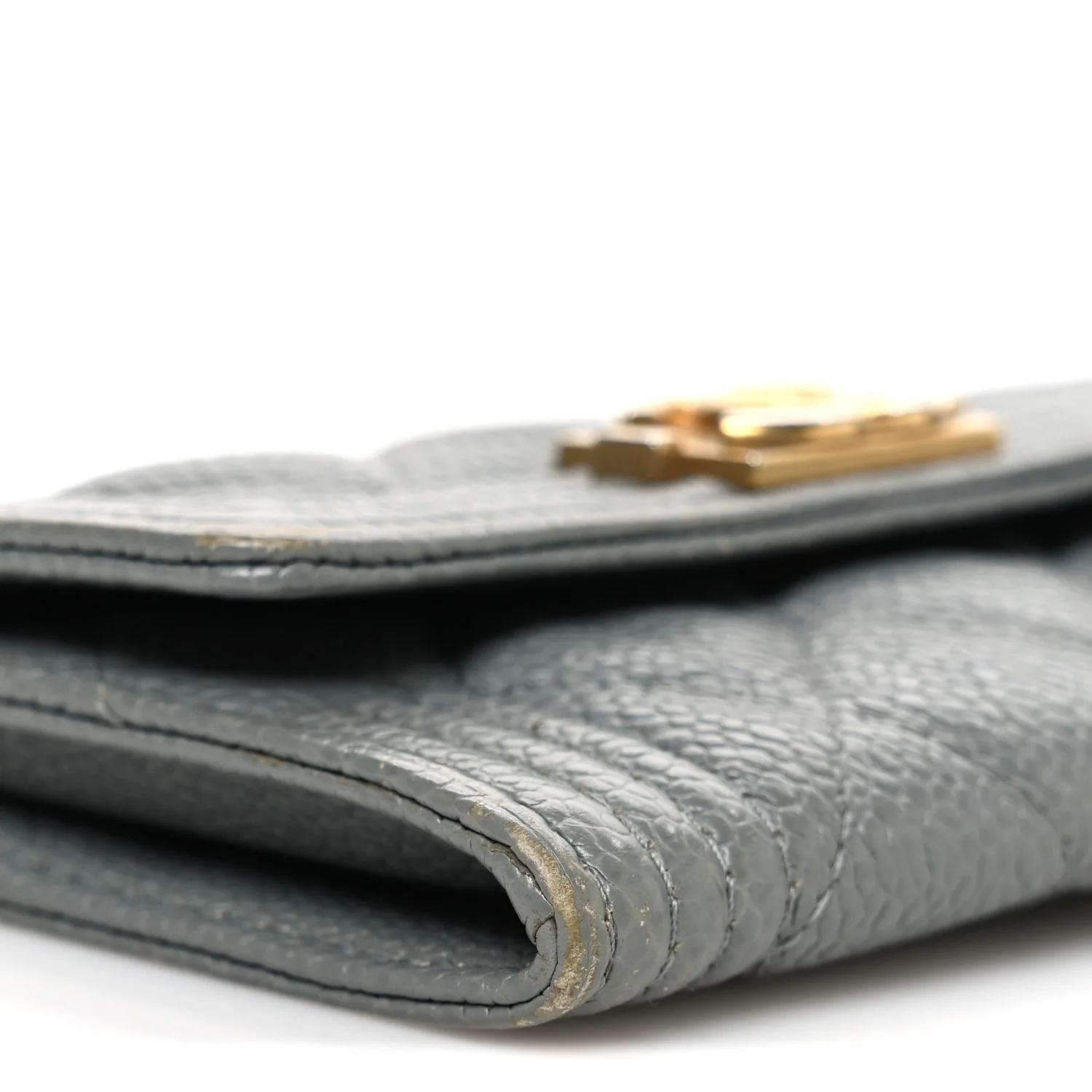 Caviar Quilted Boy Flap Card Holder Grey - Image 9