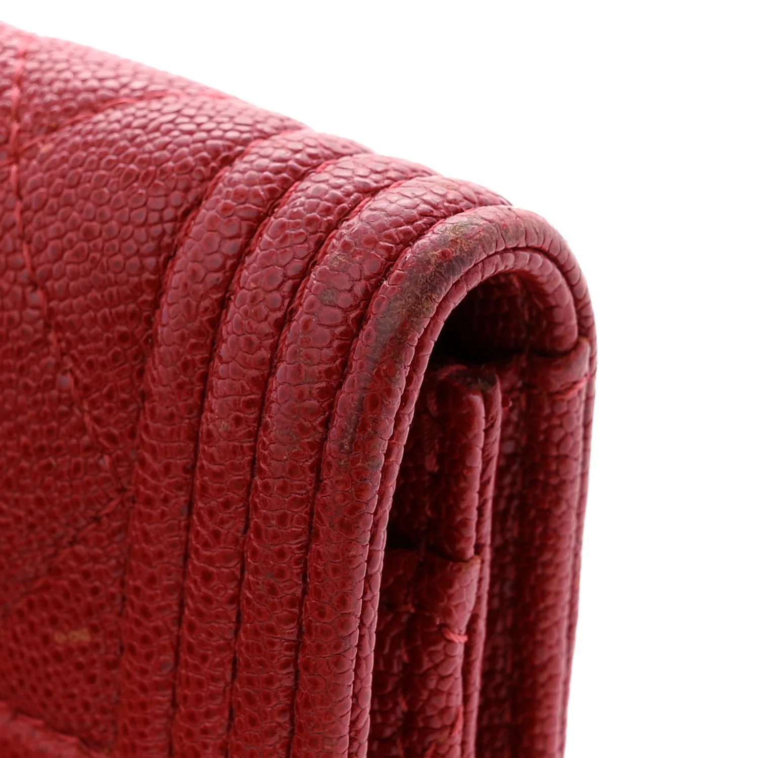 Caviar Quilted Boy Flap Card Holder Wallet Red - Image 10