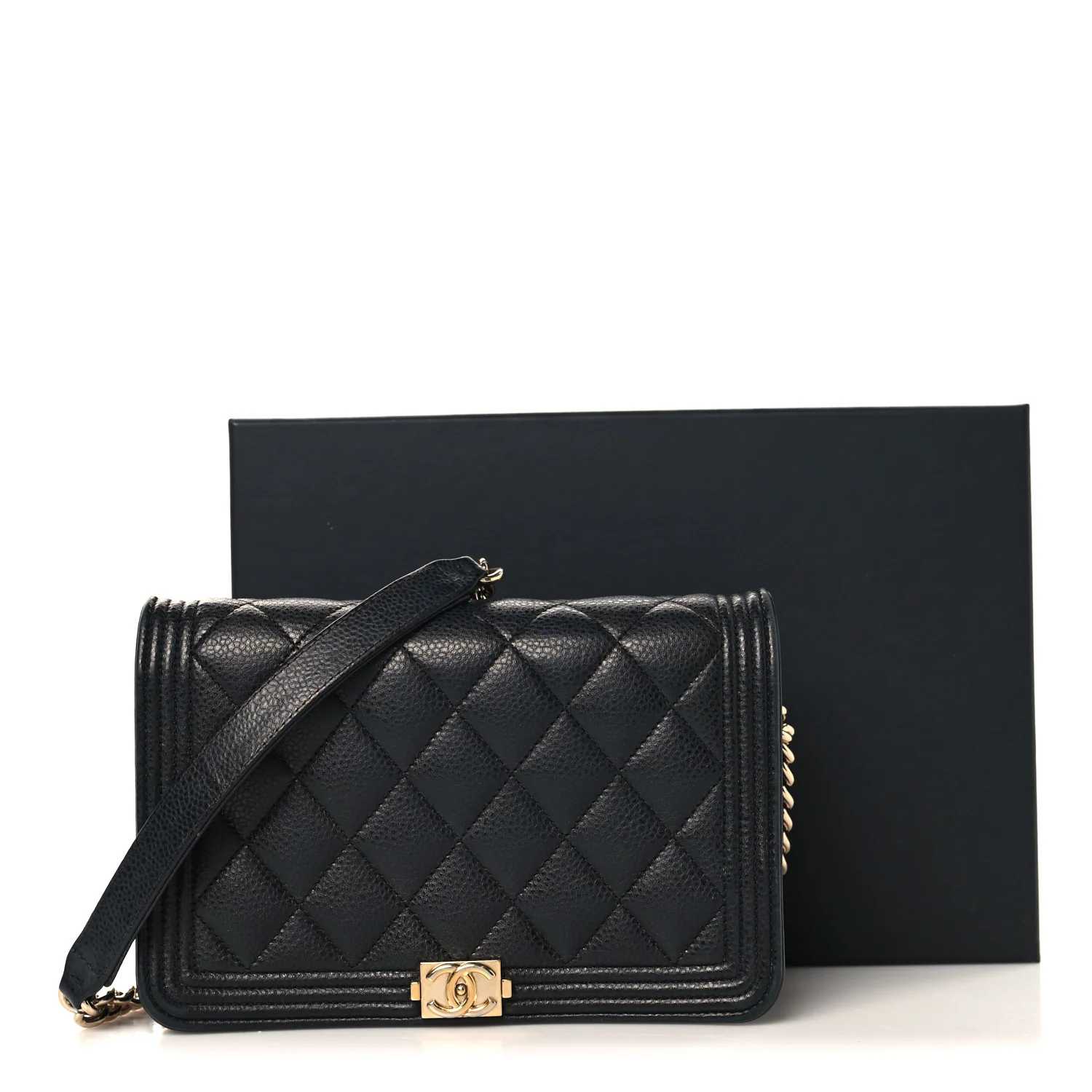 Caviar Quilted Boy Wallet On Chain WOC Black - Image 13