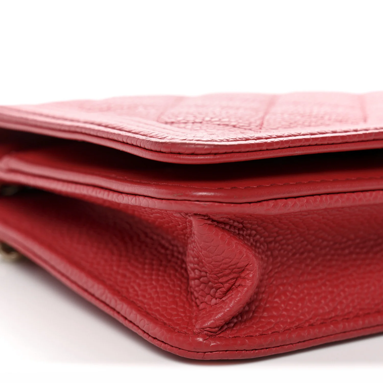 Caviar Quilted Boy Wallet On Chain WOC Red - Image 10