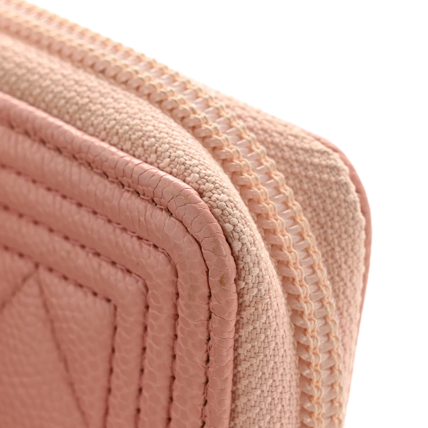 Caviar Quilted Boy Zip Around Coin Purse Wallet Light Pink - Image 11