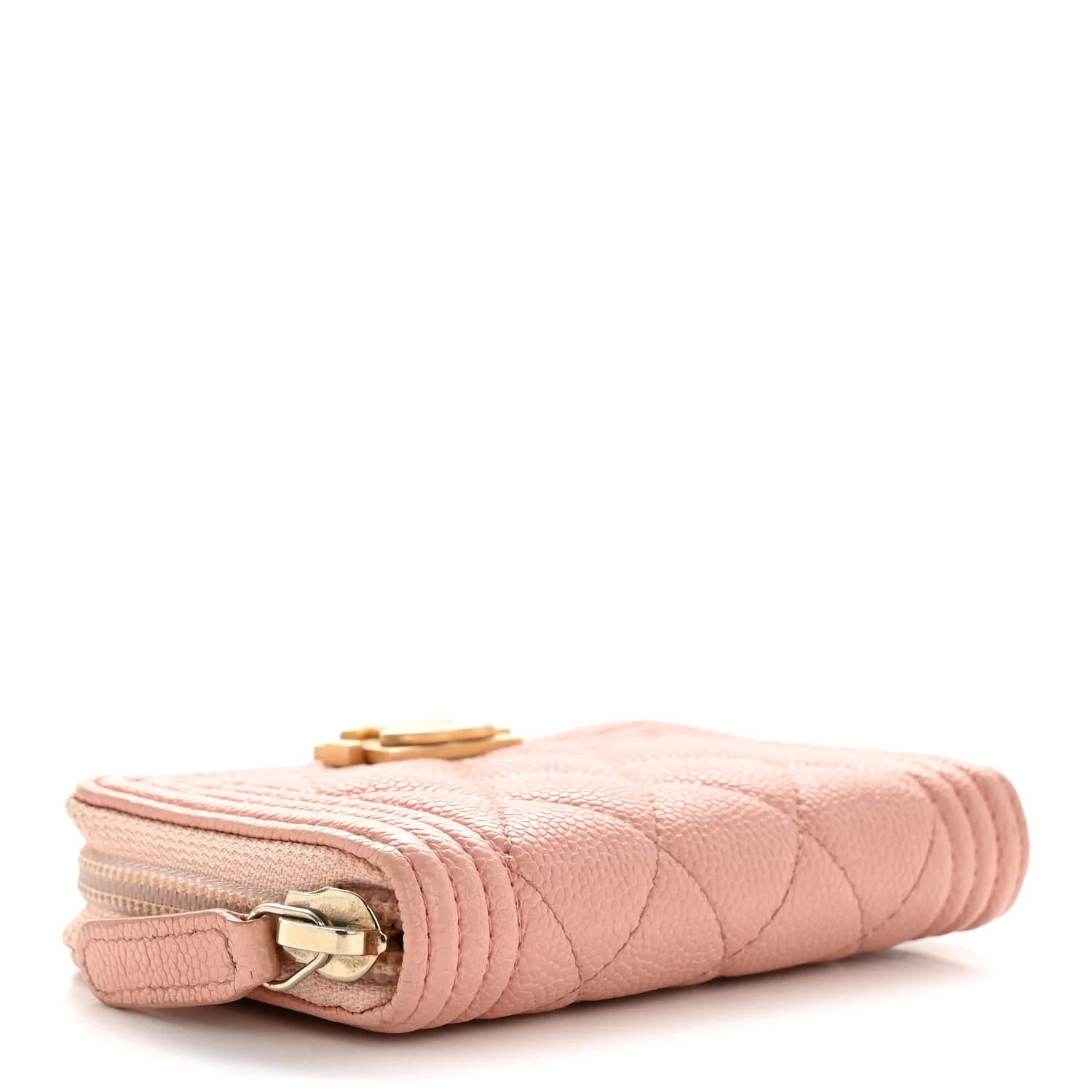 Caviar Quilted Boy Zip Around Coin Purse Wallet Light Pink - Image 4