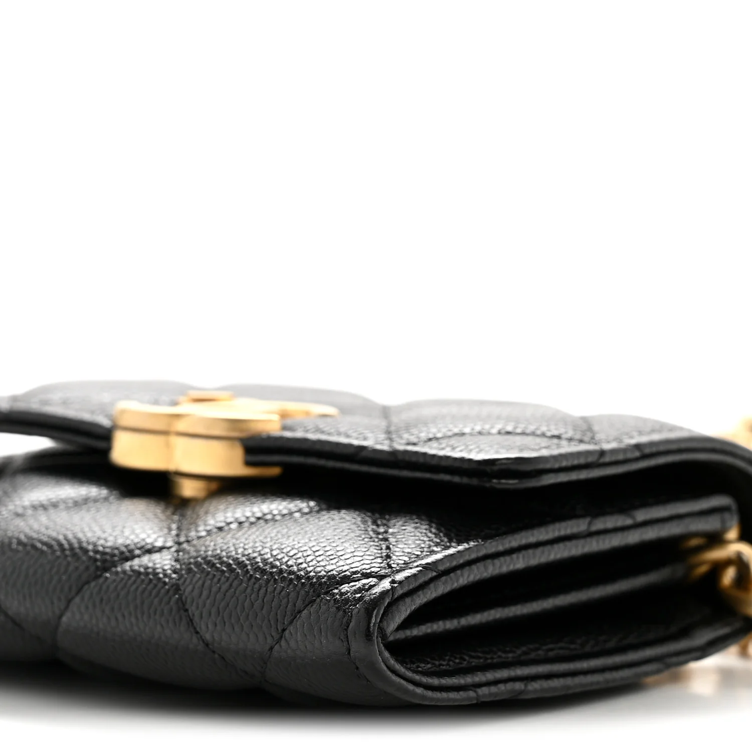 Caviar Quilted Bracelet On Chain Clutch Black - Image 10