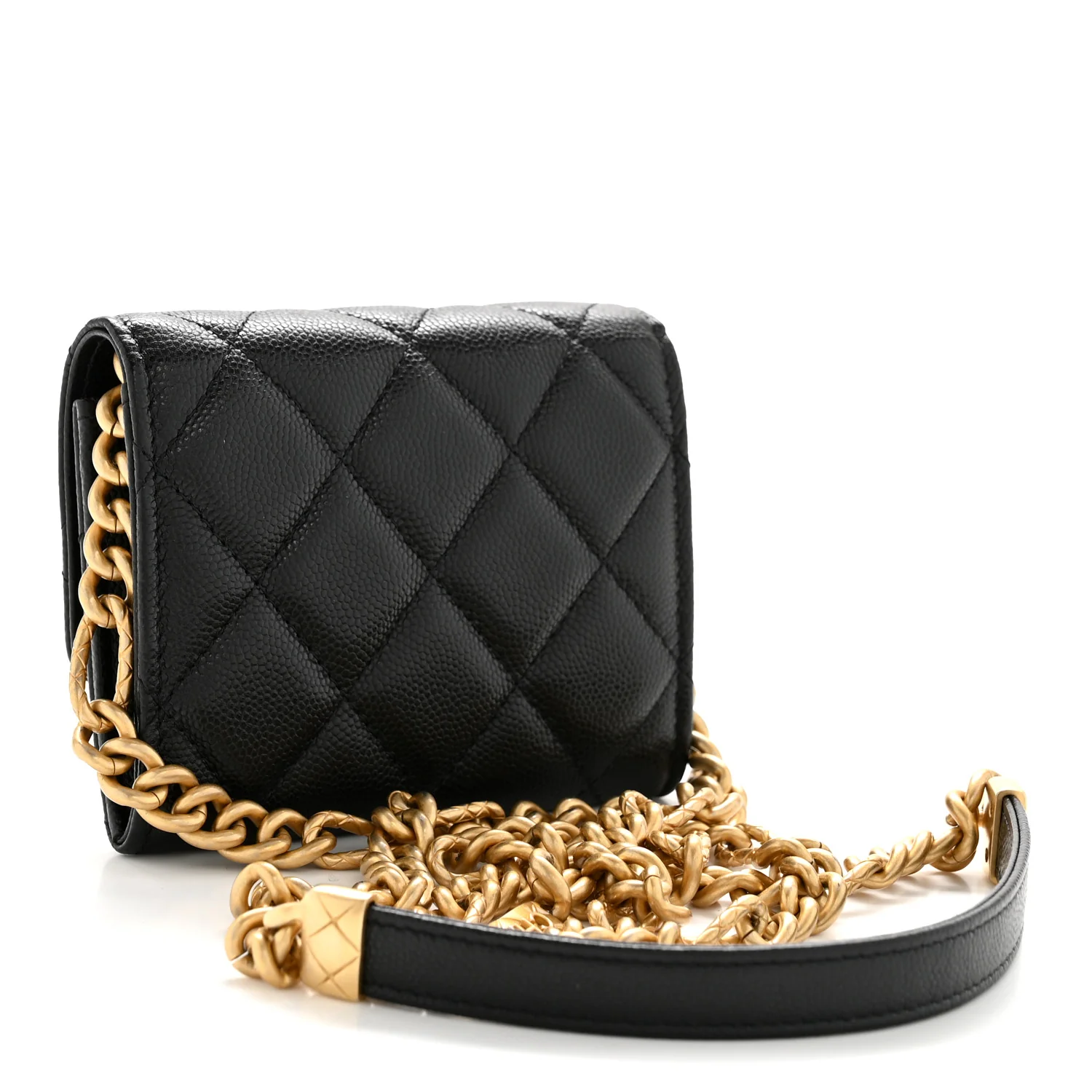 Caviar Quilted Bracelet On Chain Clutch Black - Image 3