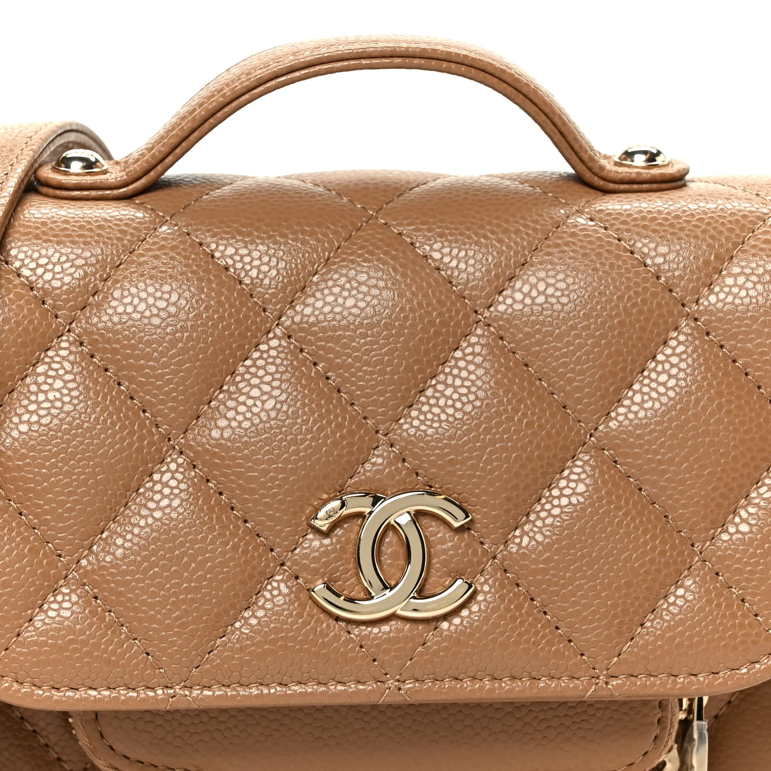 Caviar Quilted Business Affinity Clutch With Chain Flap Camel - Image 8
