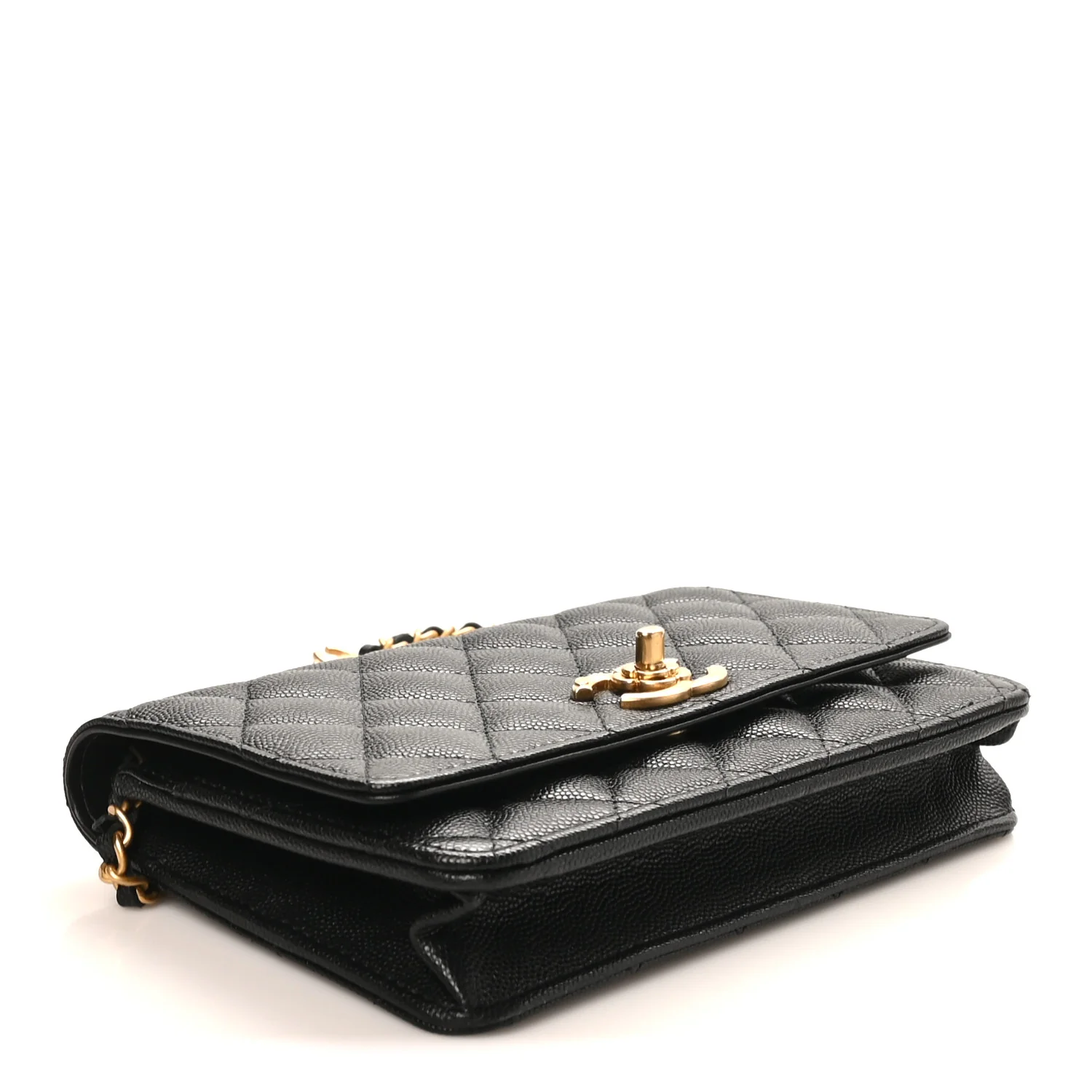 Caviar Quilted Camellia Wallet On Chain WOC Black - Image 3
