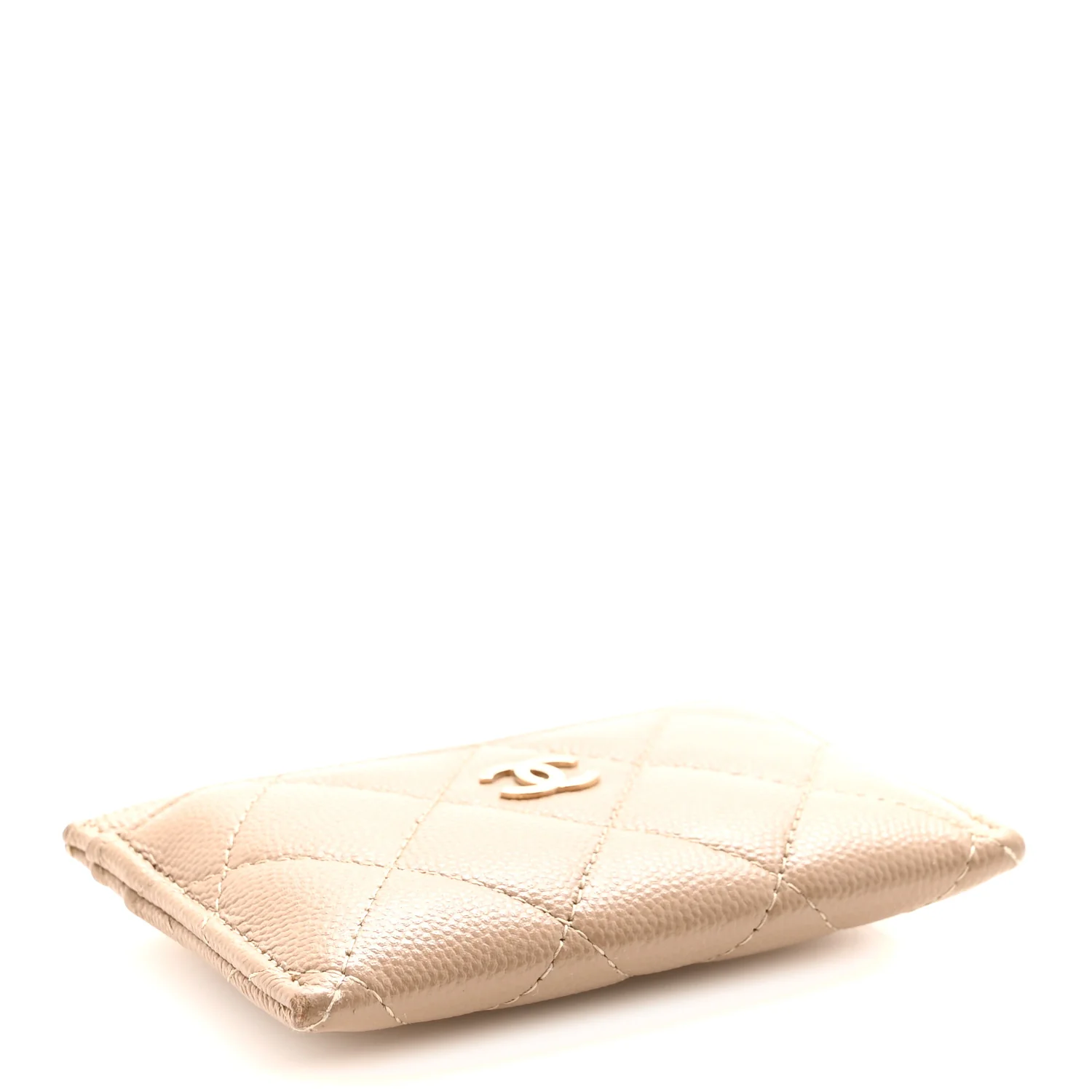 Caviar Quilted Card Holder Beige - Image 4