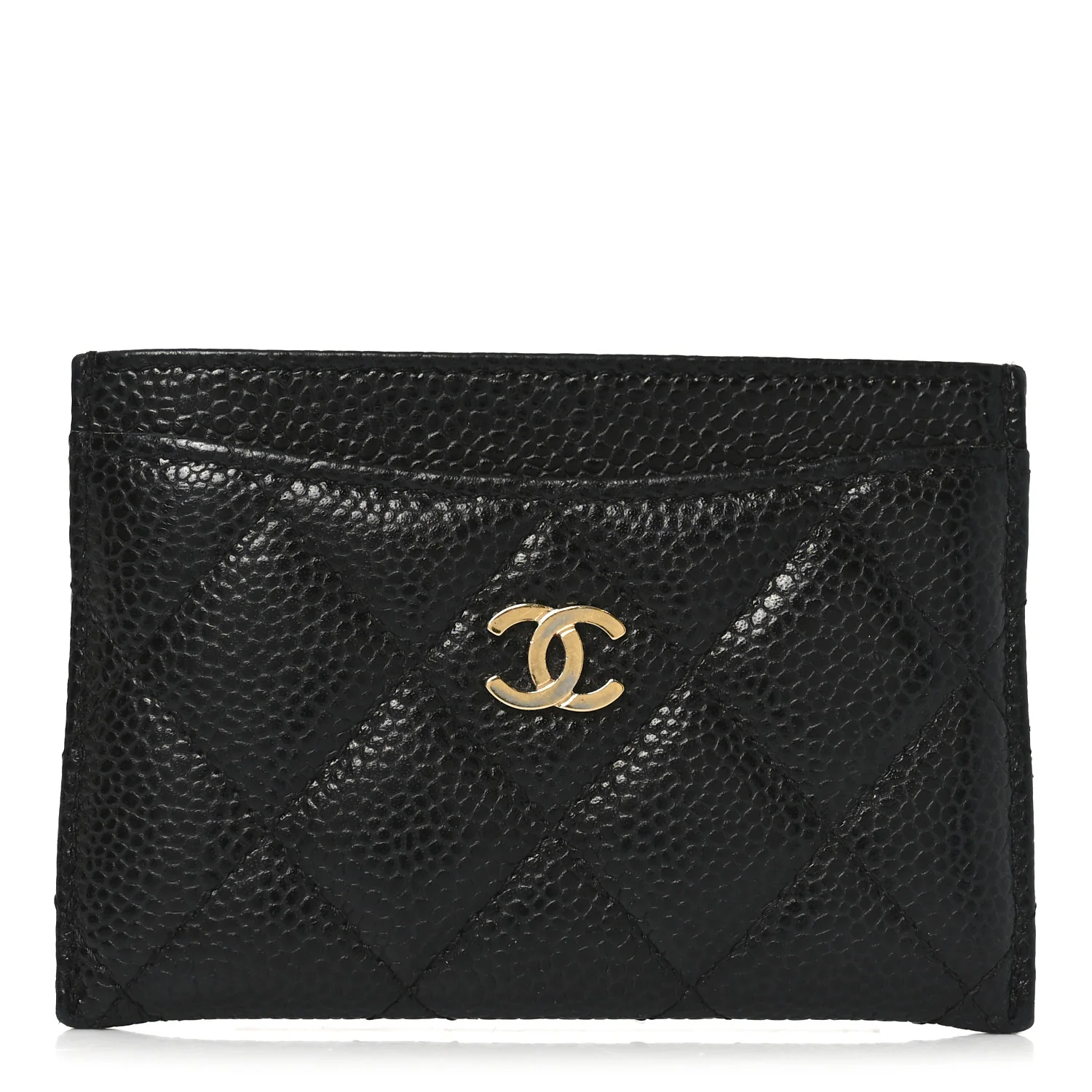 Caviar Quilted Card Holder Black