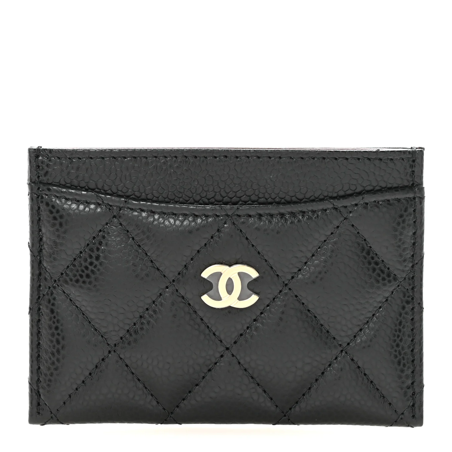 Caviar Quilted Card Holder Black