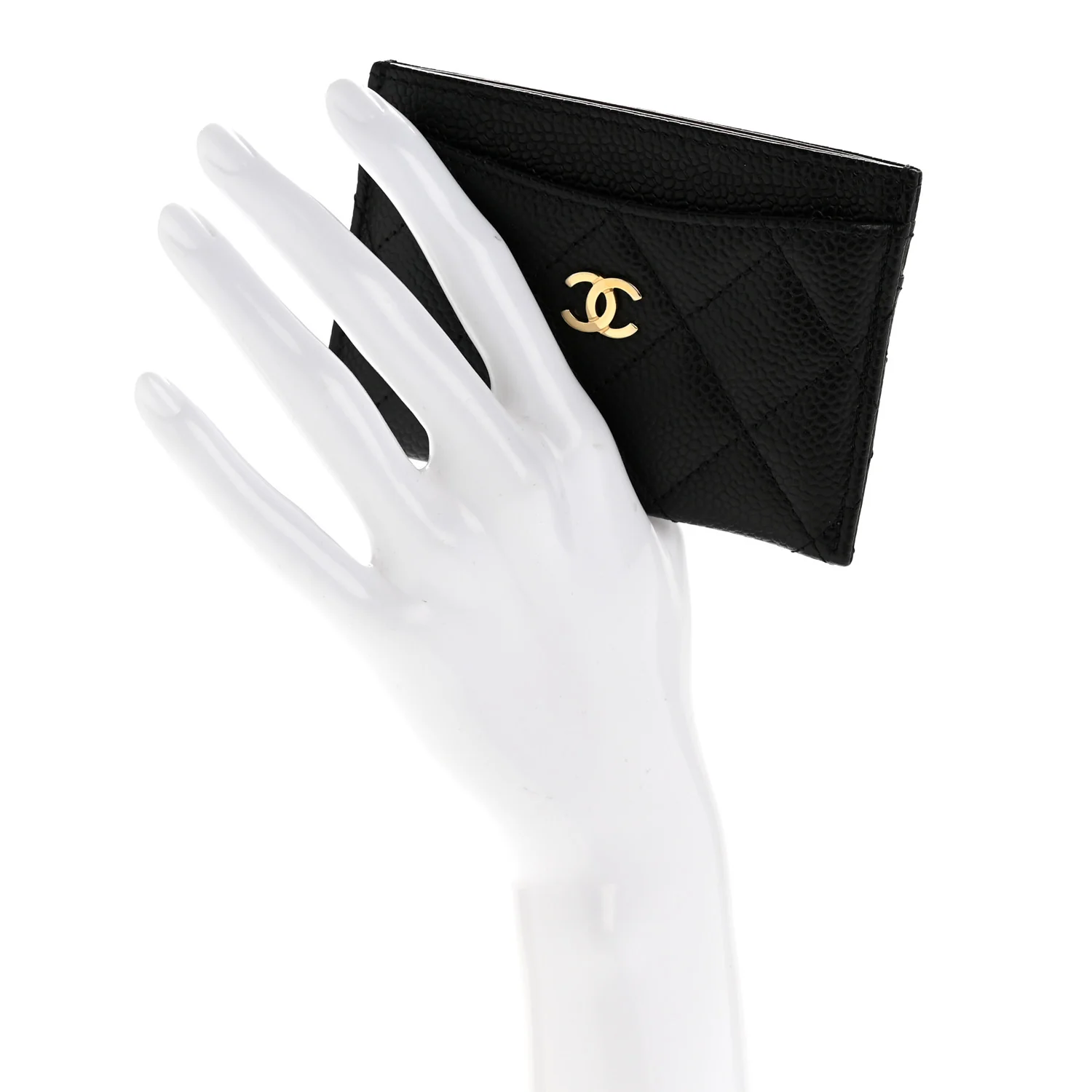 Caviar Quilted Card Holder Black - Image 2