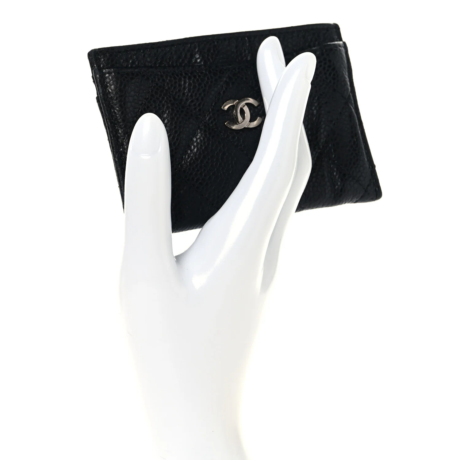 Caviar Quilted Card Holder Black - Image 2