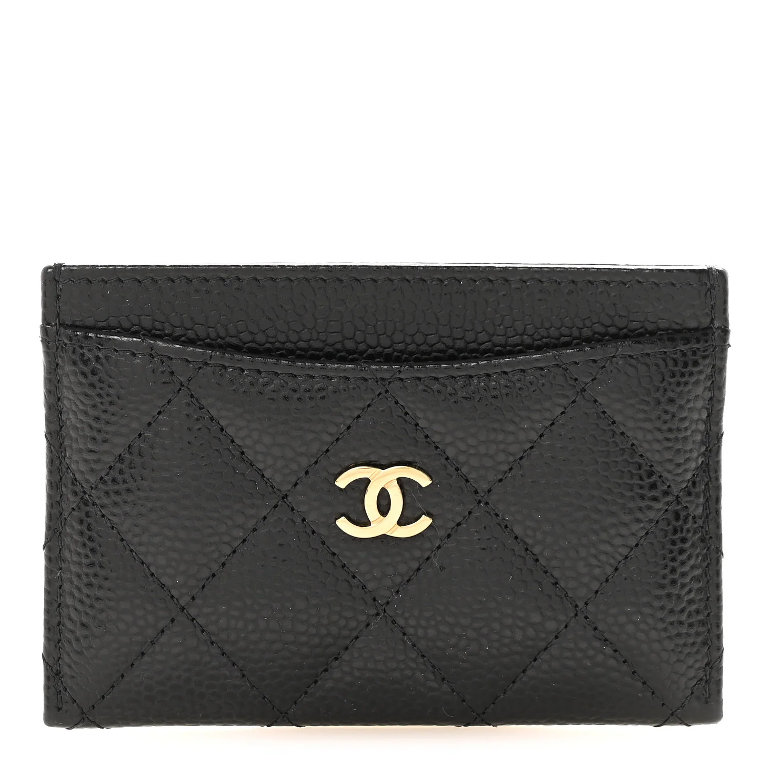Caviar Quilted Card Holder Black