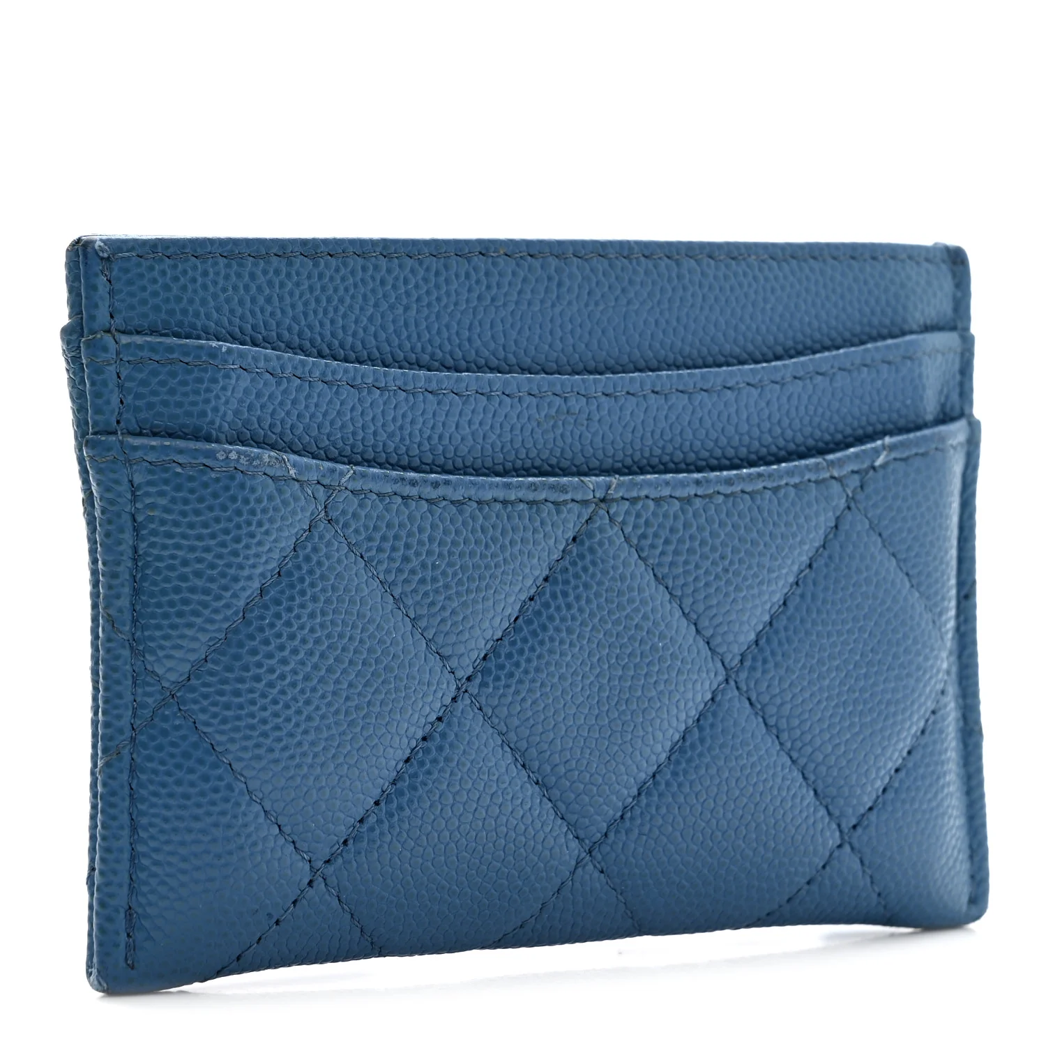 Caviar Quilted Card Holder Blue - Image 3