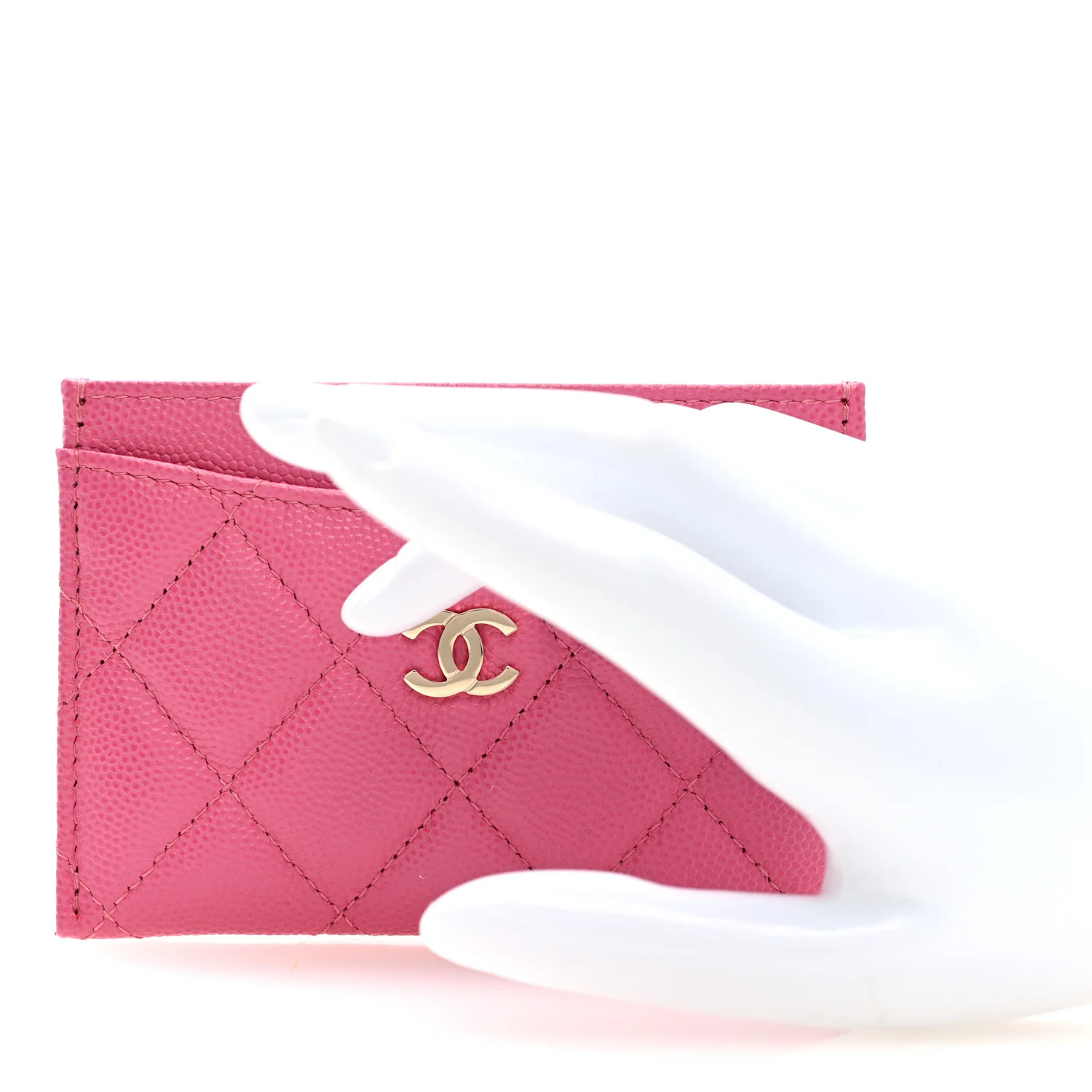 Caviar Quilted Card Holder Dark Pink - Image 2