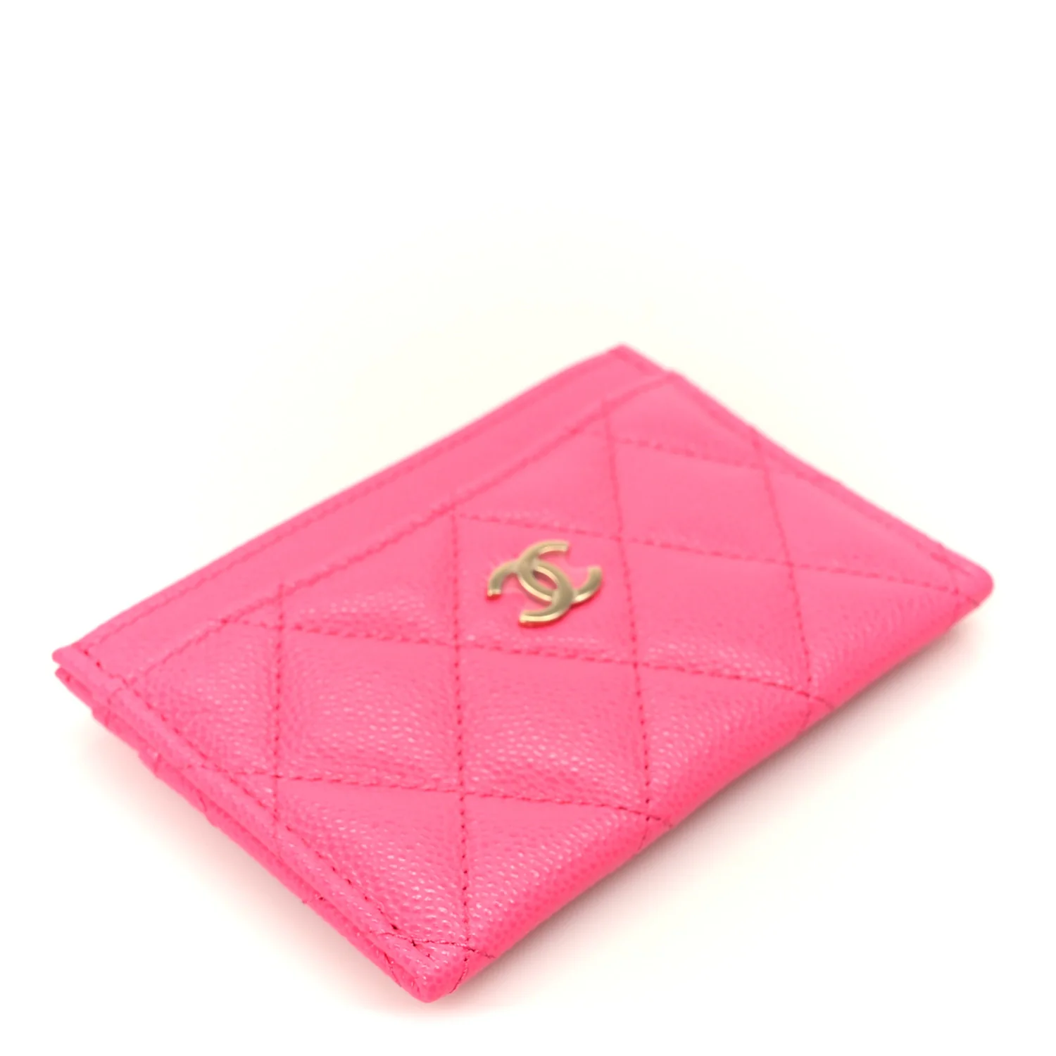 Caviar Quilted Card Holder Fuchsia - Image 4