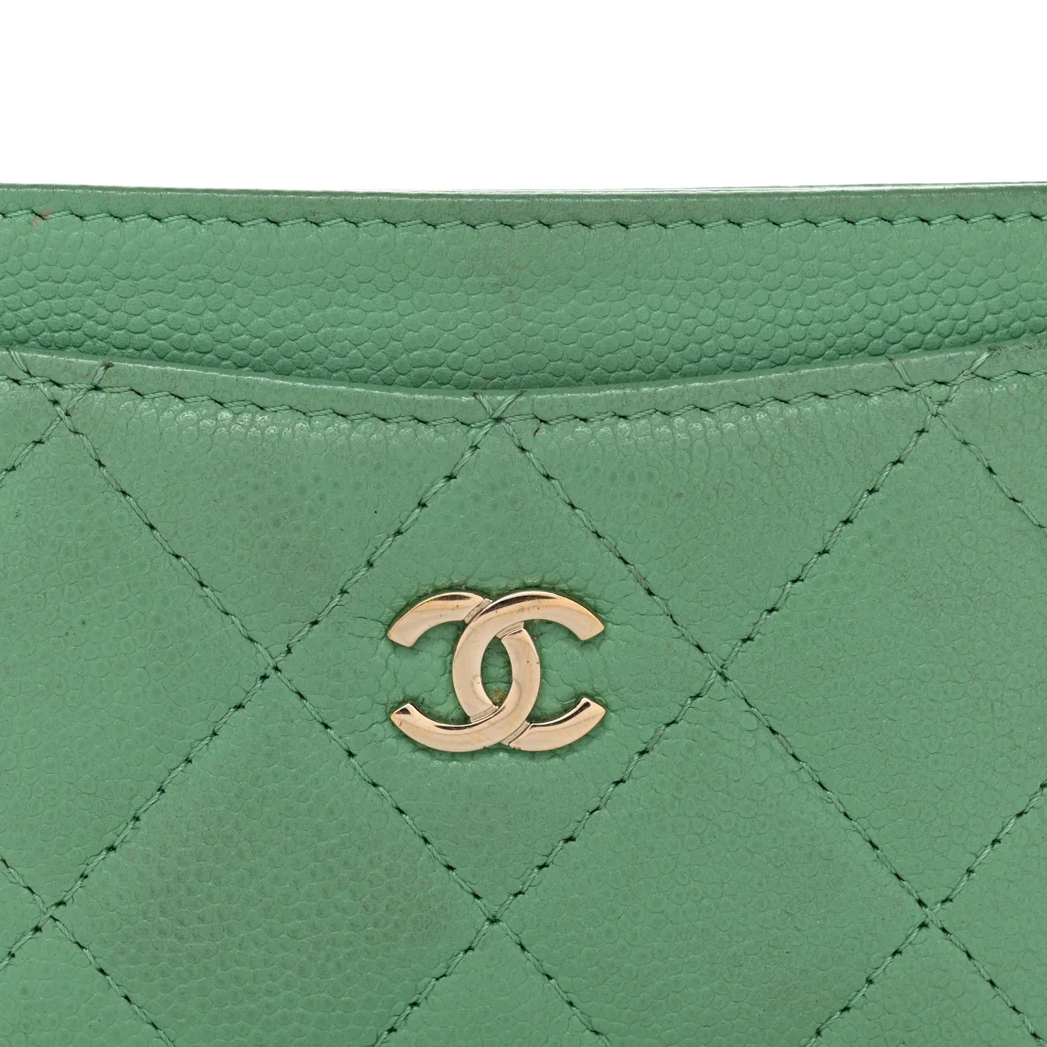 Caviar Quilted Card Holder Green - Image 10