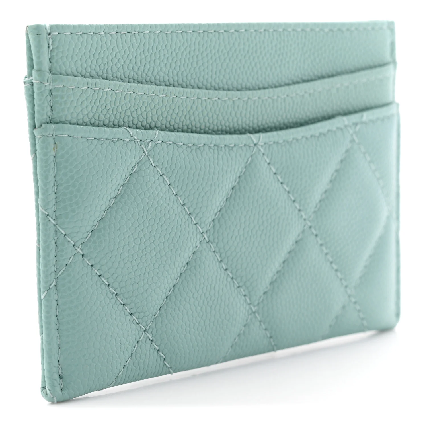 Caviar Quilted Card Holder Light Blue - Image 3