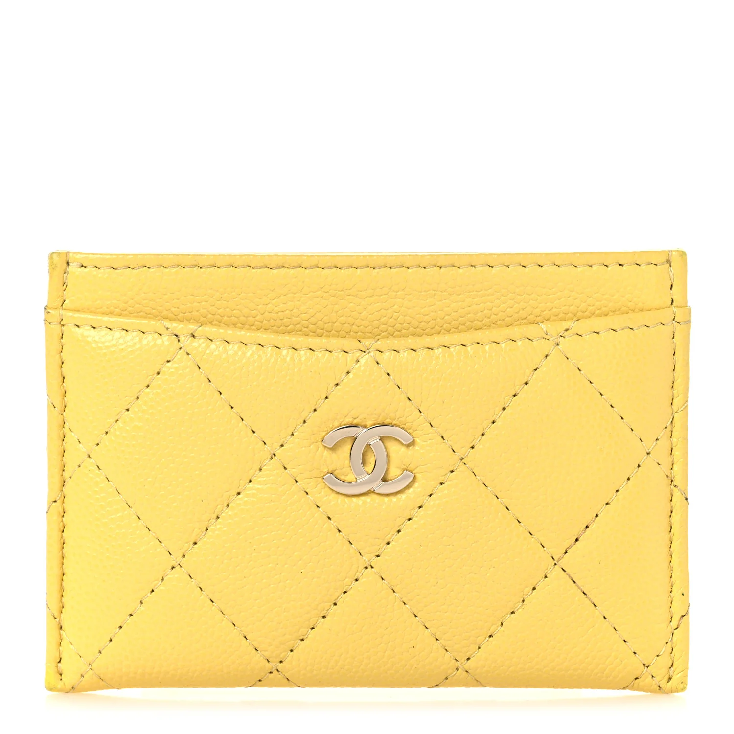 Caviar Quilted Card Holder Yellow